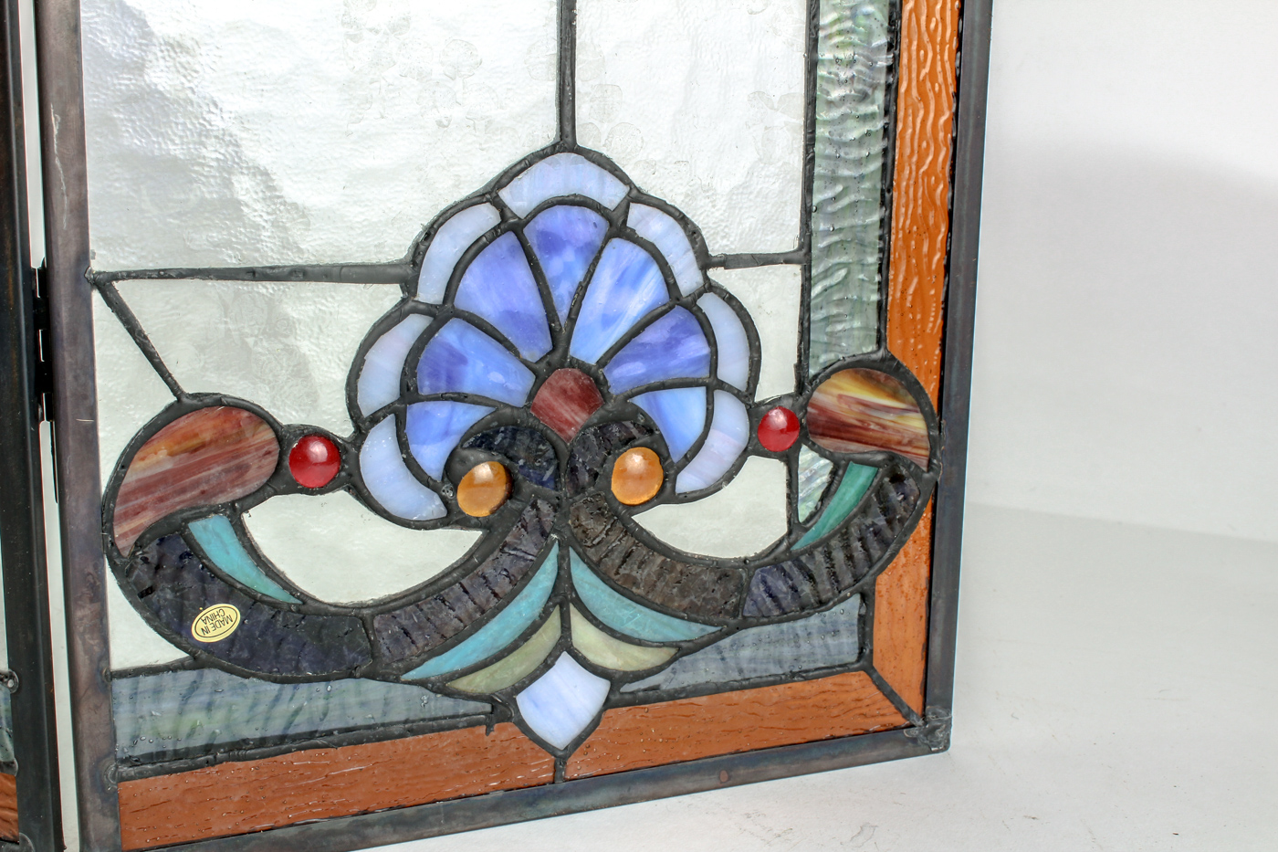 Vintage Stained Glass Fireplace Screen