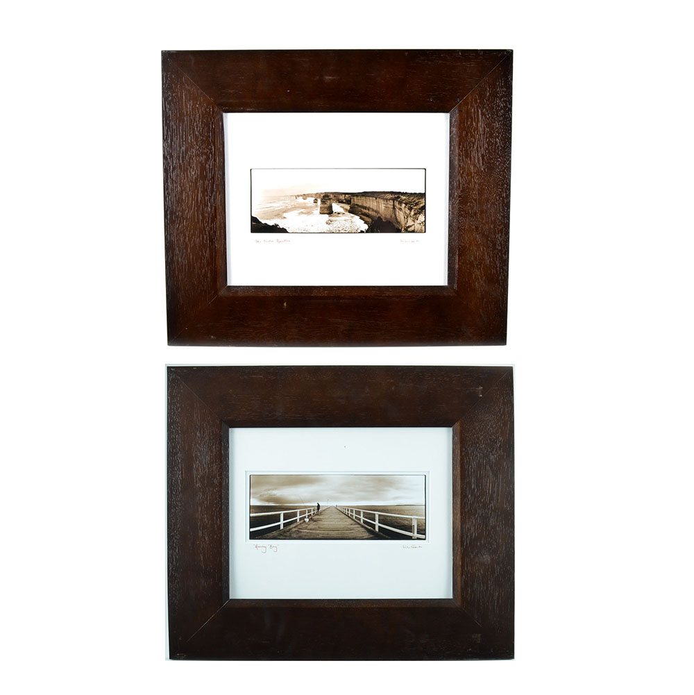 Two Mike Coombe Signed Photographs "Harvey Bay" & "The Twelve Apostles"