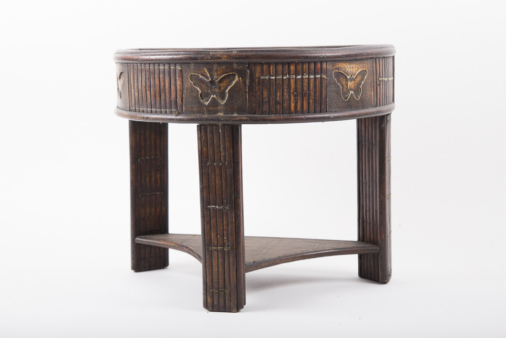 Plant Stand And Faux Flower Basket