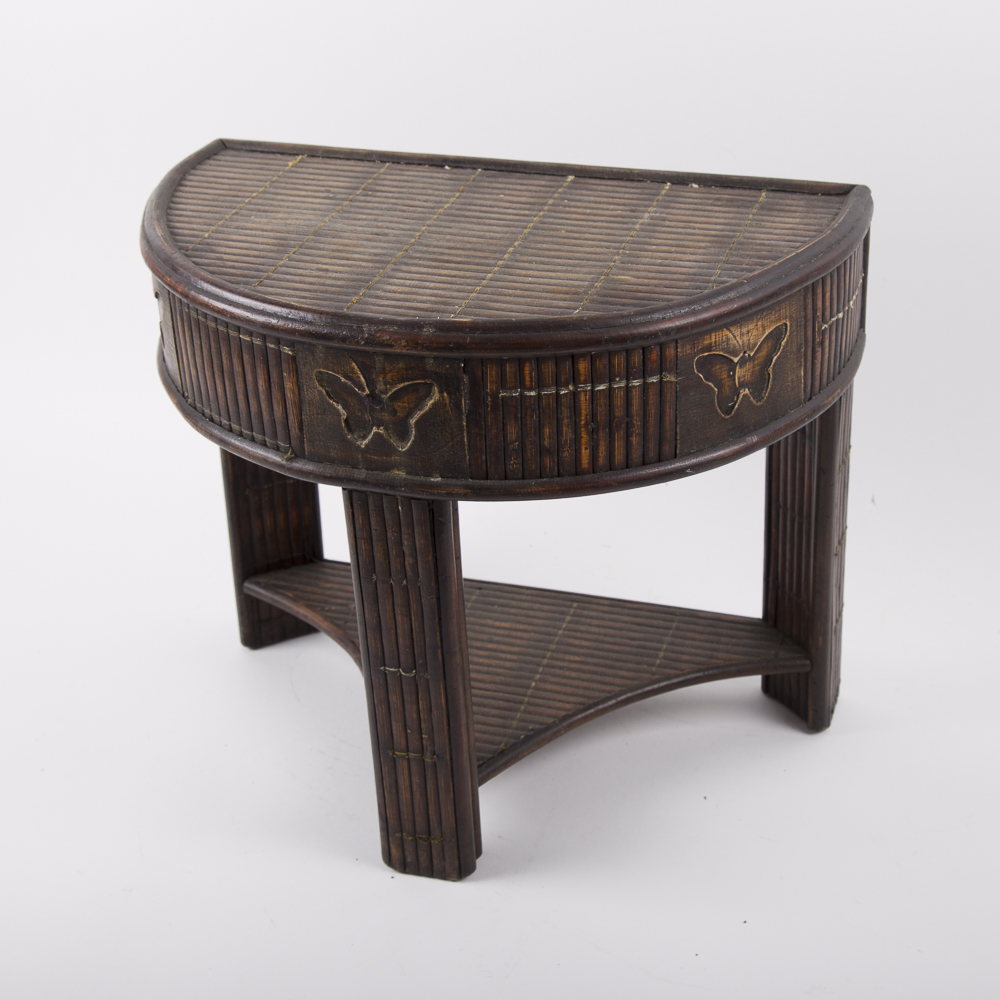 Plant Stand And Faux Flower Basket