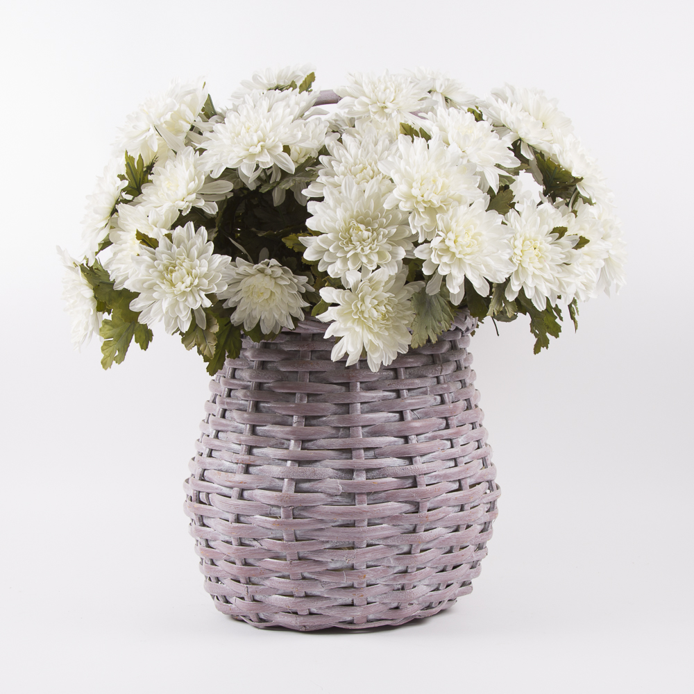 Plant Stand And Faux Flower Basket