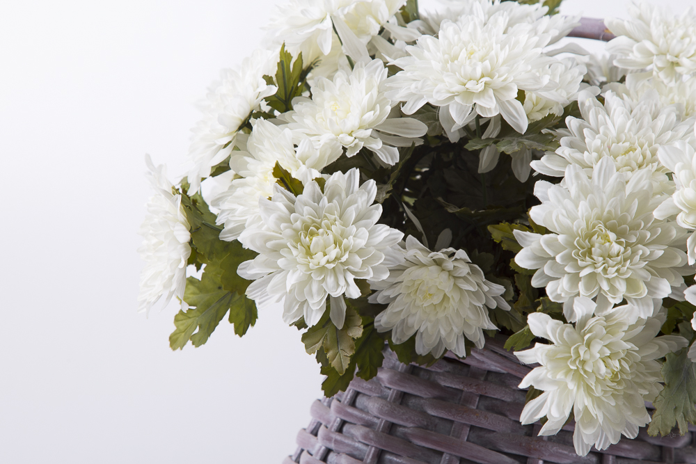 Plant Stand And Faux Flower Basket