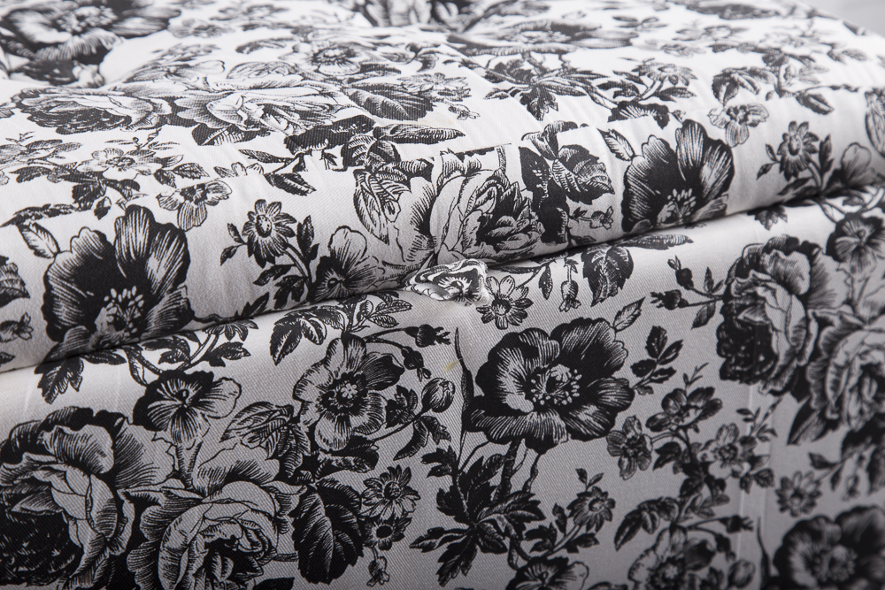 Toile Upholstered Ottomans