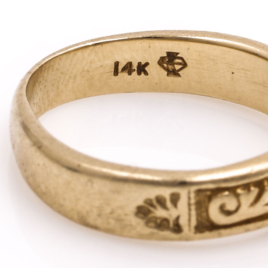 14K Yellow Gold Floral Diamond Ring