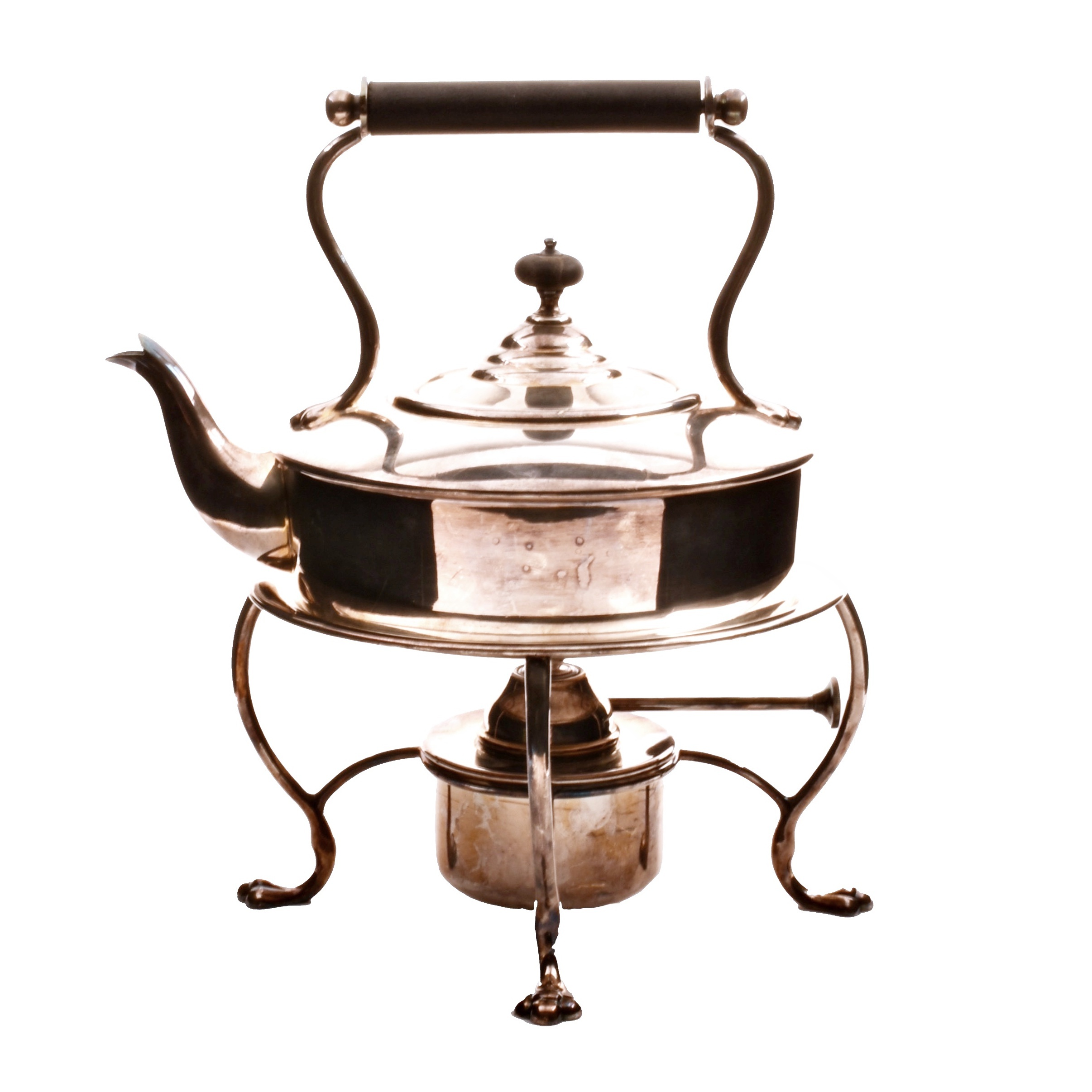 Circa 1900 Asprey of London Silverplated Teapot on Warming Stand