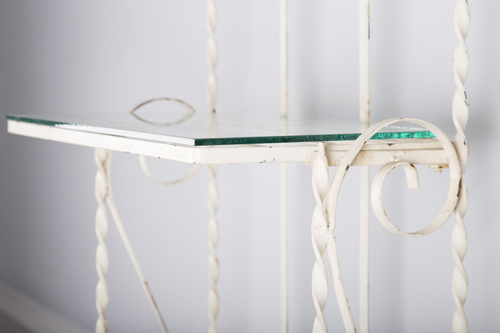 White Painted Wrought Metal Bakers Rack