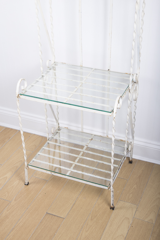 White Painted Wrought Metal Bakers Rack
