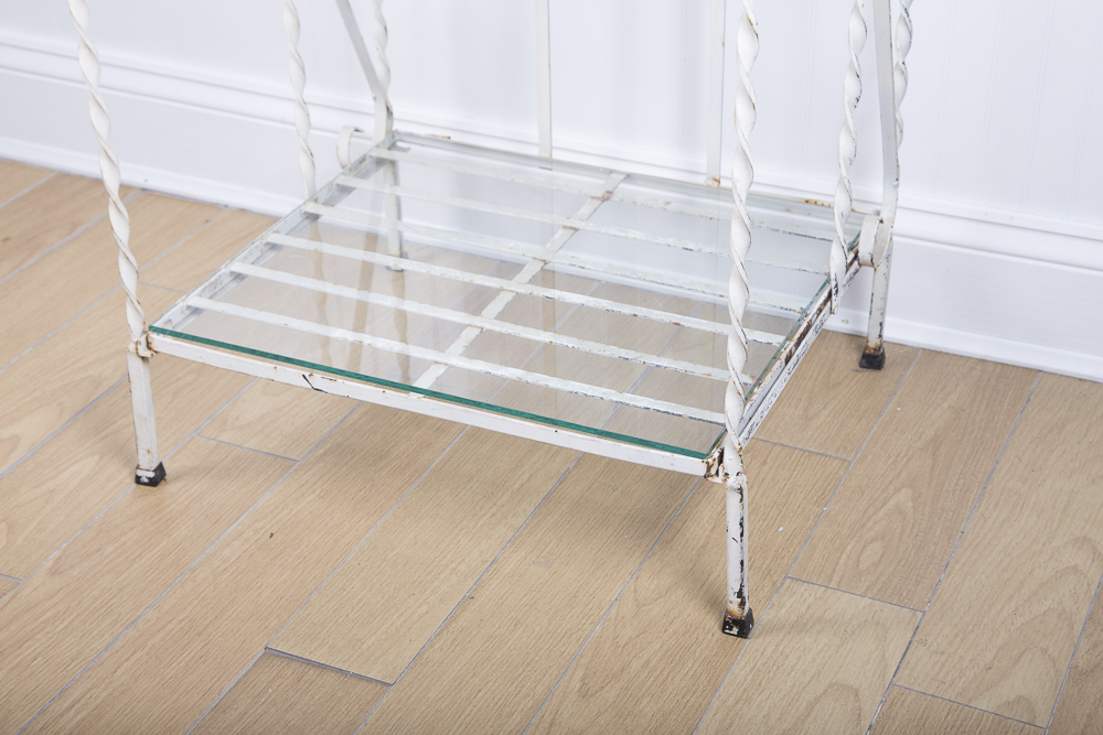 White Painted Wrought Metal Bakers Rack
