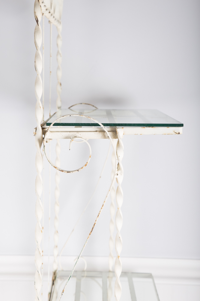 White Painted Wrought Metal Bakers Rack