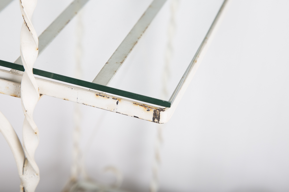 White Painted Wrought Metal Bakers Rack