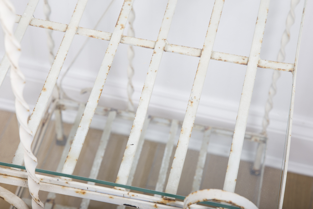 White Painted Wrought Metal Bakers Rack