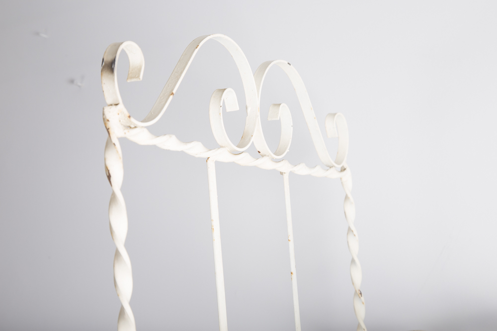 White Painted Wrought Metal Bakers Rack