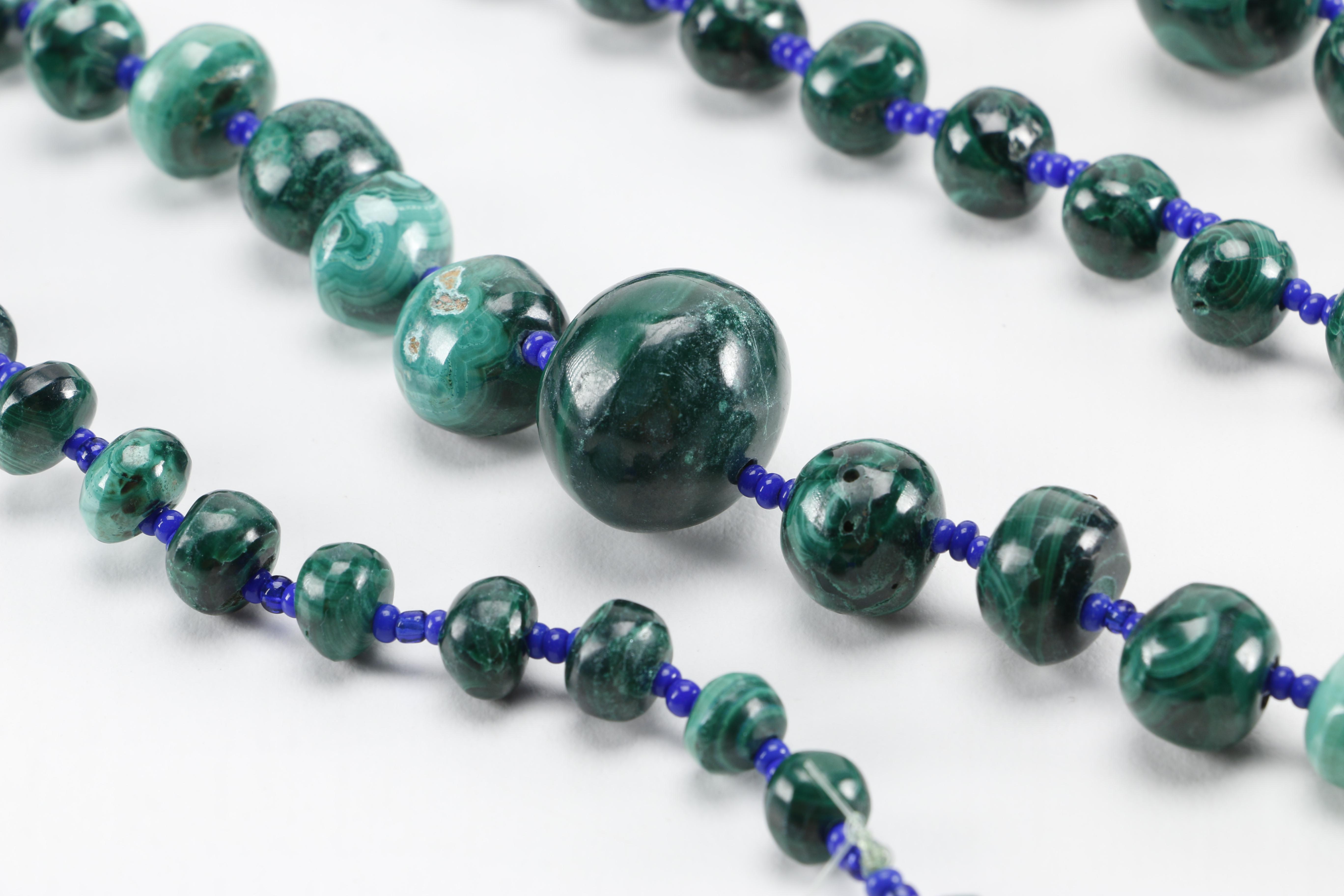Glass, Sodalite and Malachite Necklaces