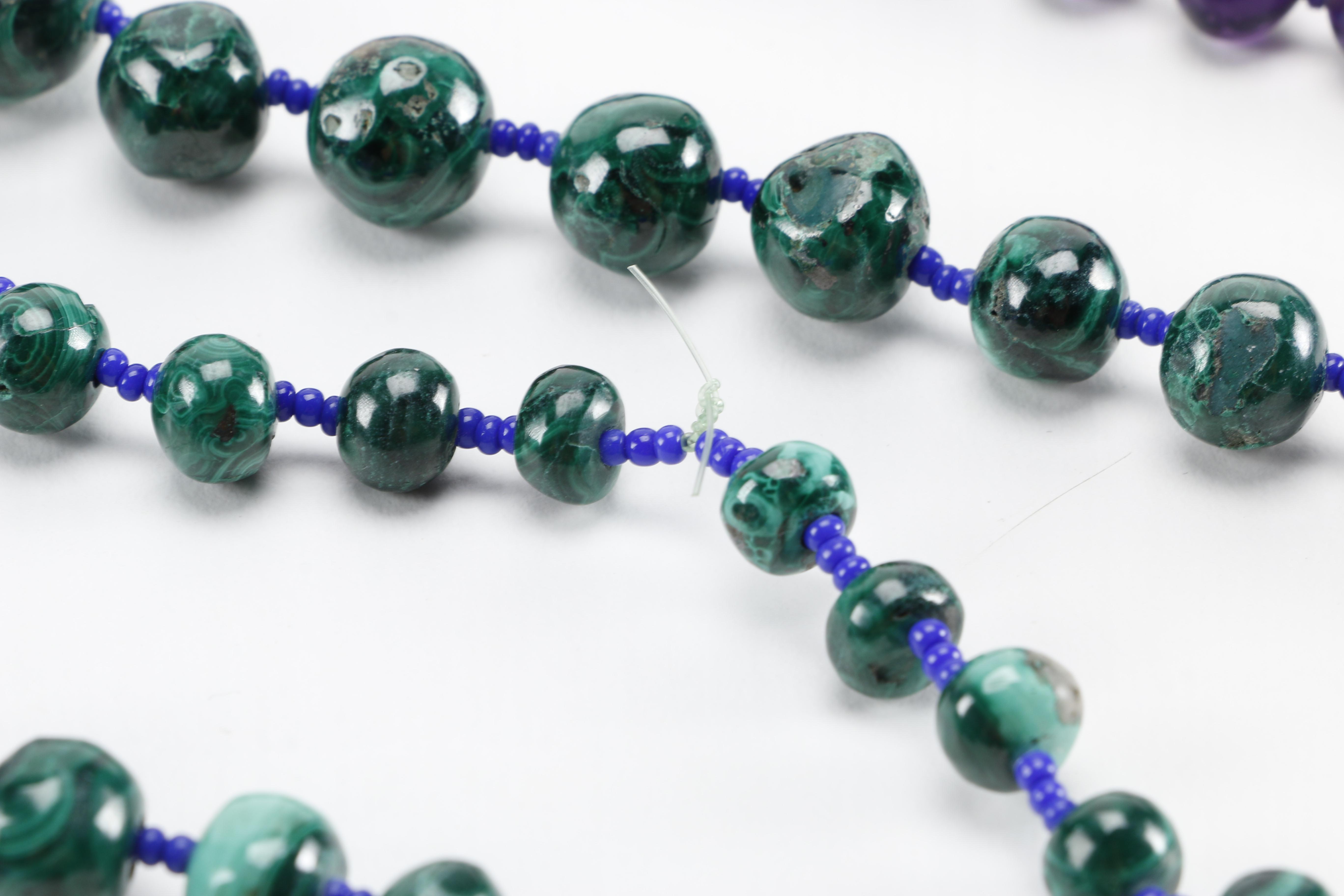 Glass, Sodalite and Malachite Necklaces
