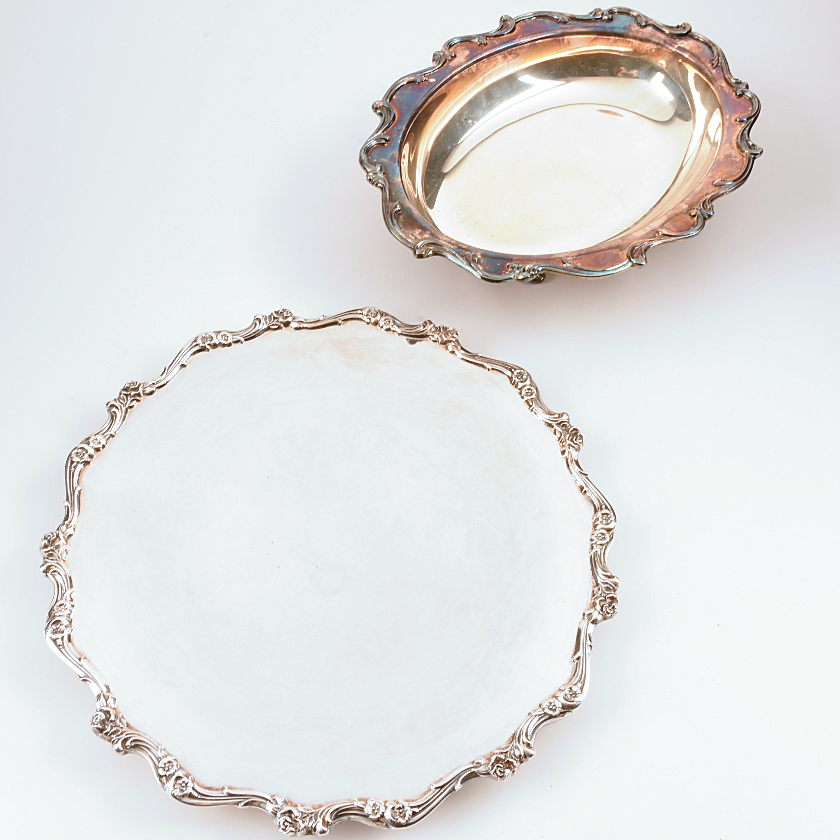 Assorted Vintage Silverplated Warming Dish and Platters