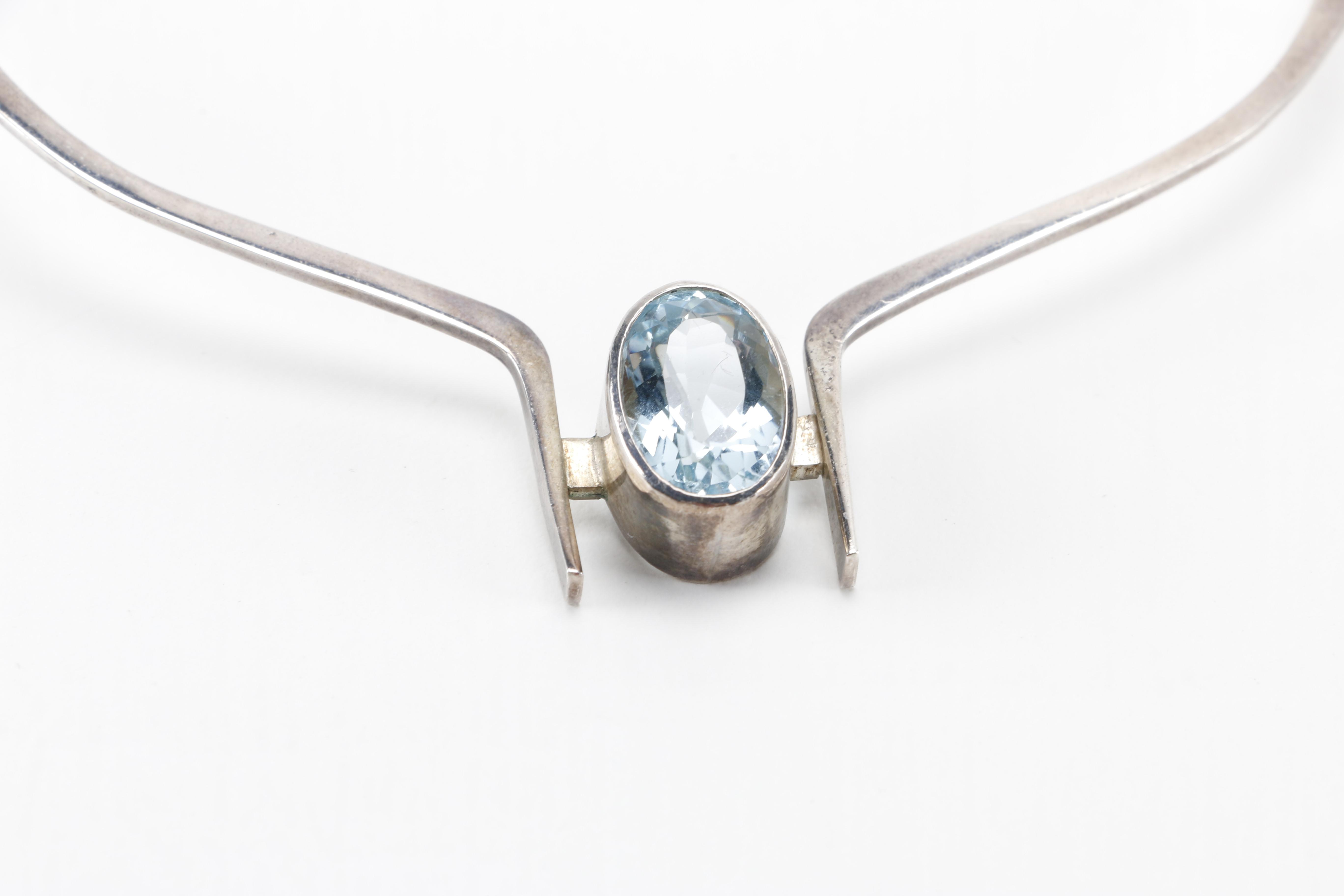 Hans Stahr Sterling Necklace With Topaz Stone