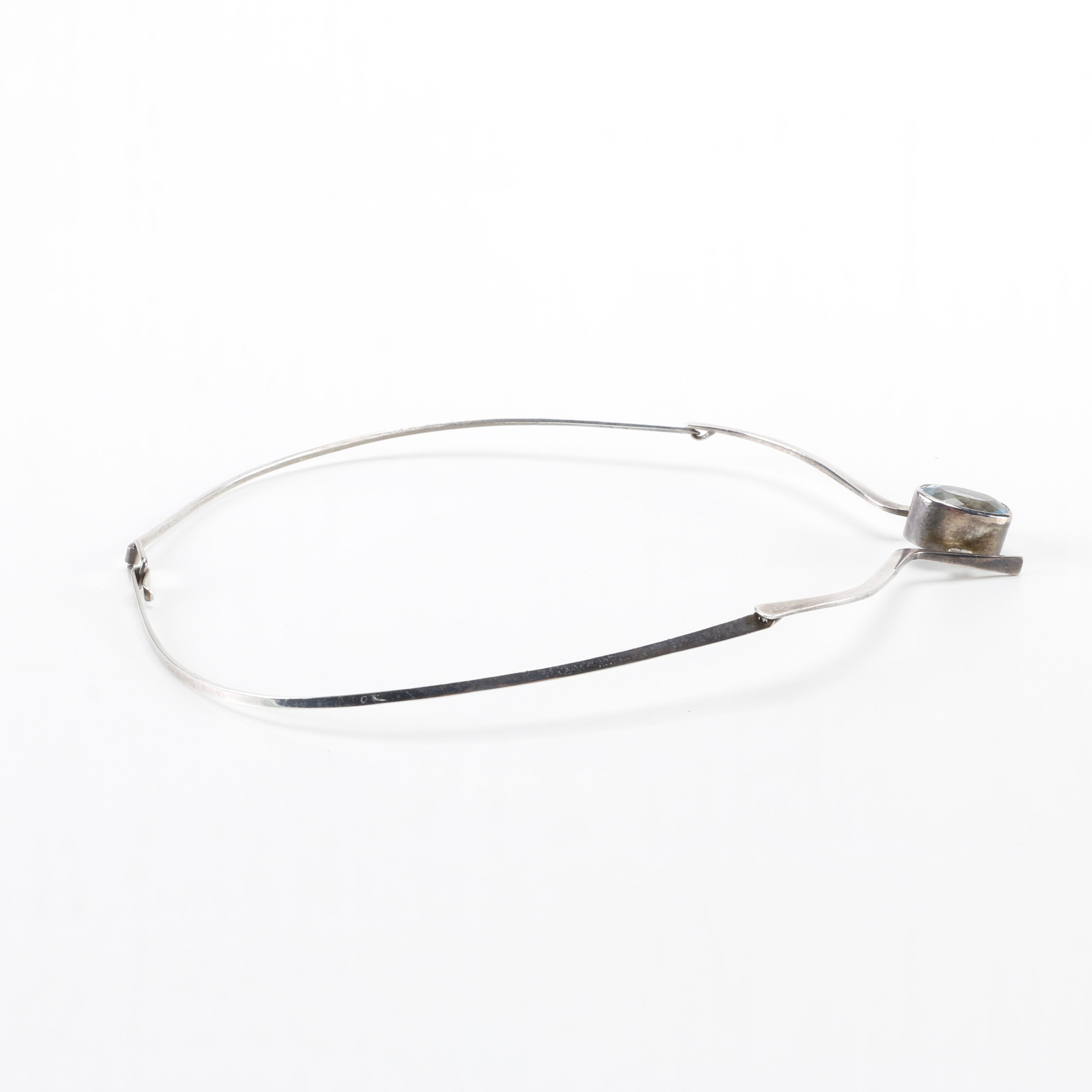 Hans Stahr Sterling Necklace With Topaz Stone