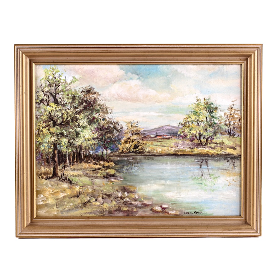 Ethel Smith Mid Century Landscape Oil Painting