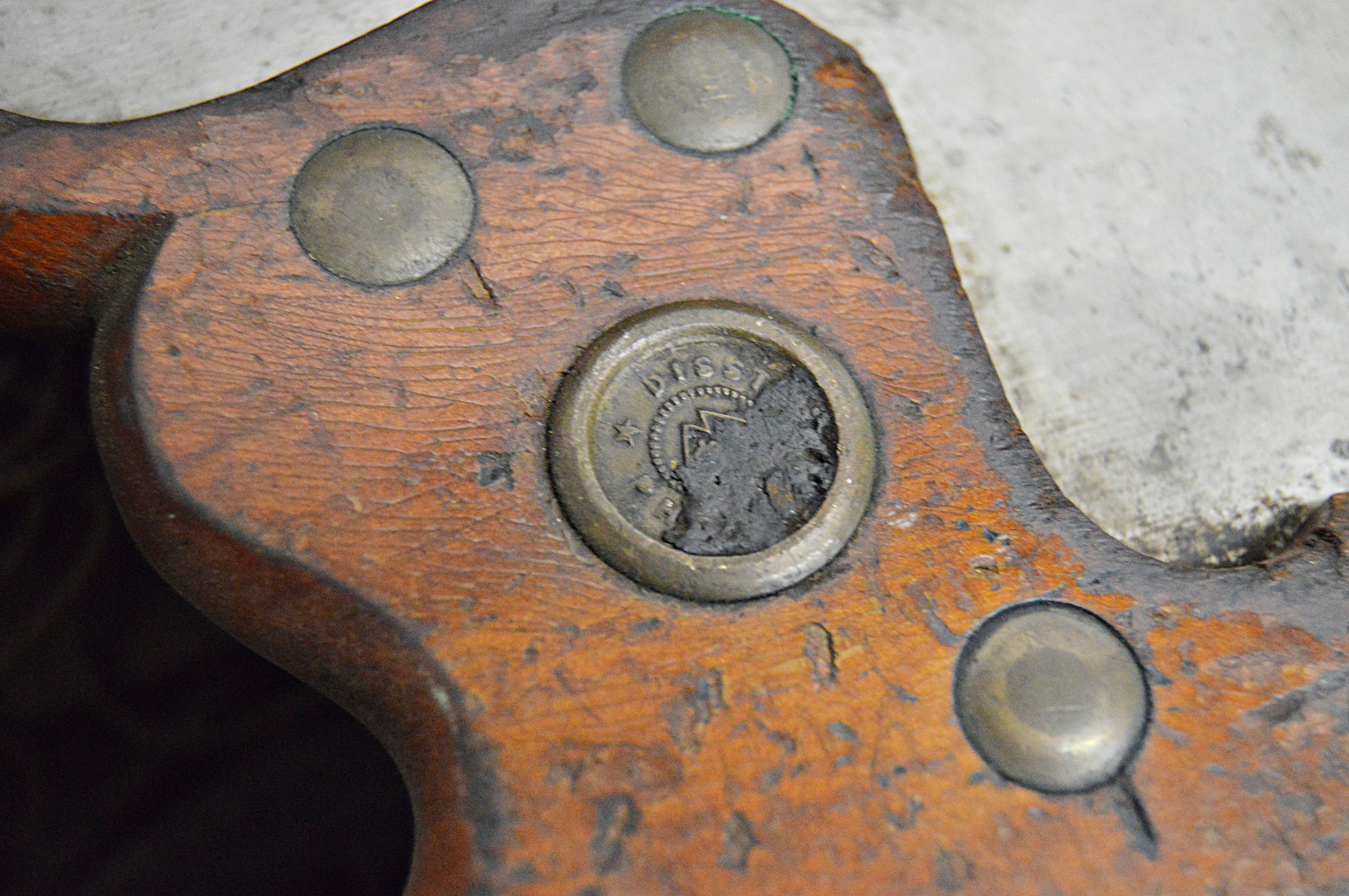 Vintage Painted Wood Toolbox with Tools