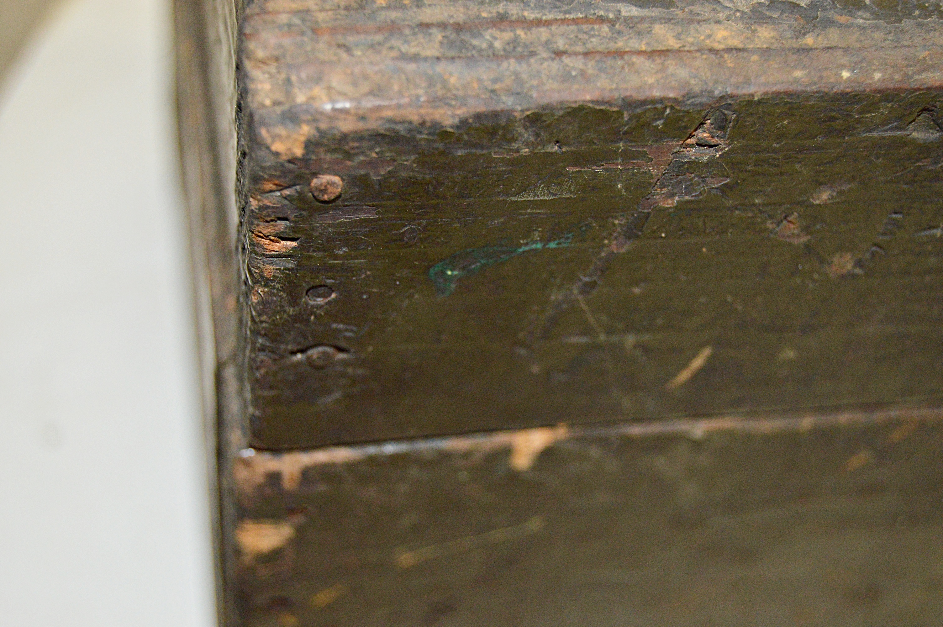 Vintage Painted Wood Toolbox with Tools