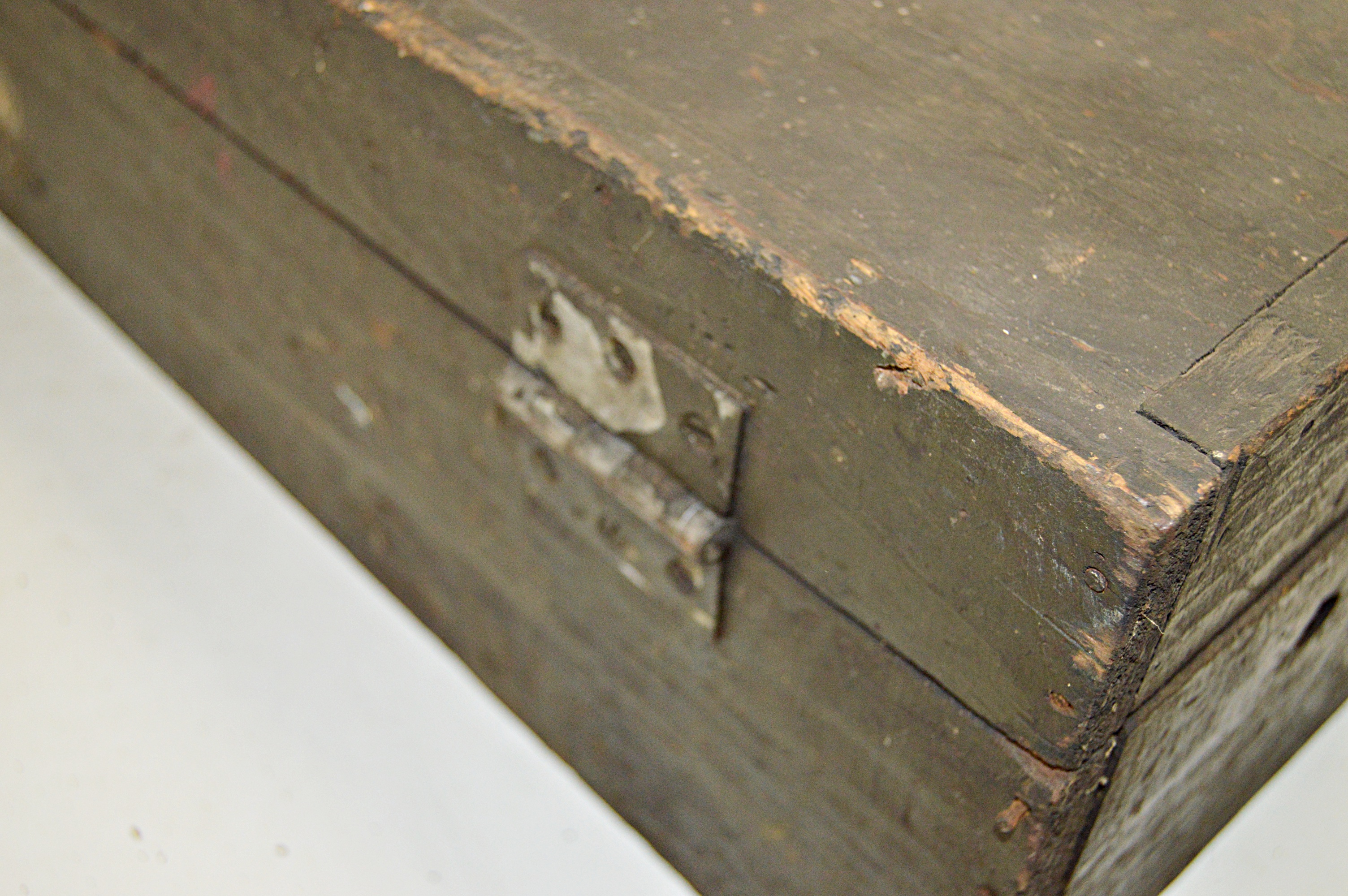 Vintage Painted Wood Toolbox with Tools