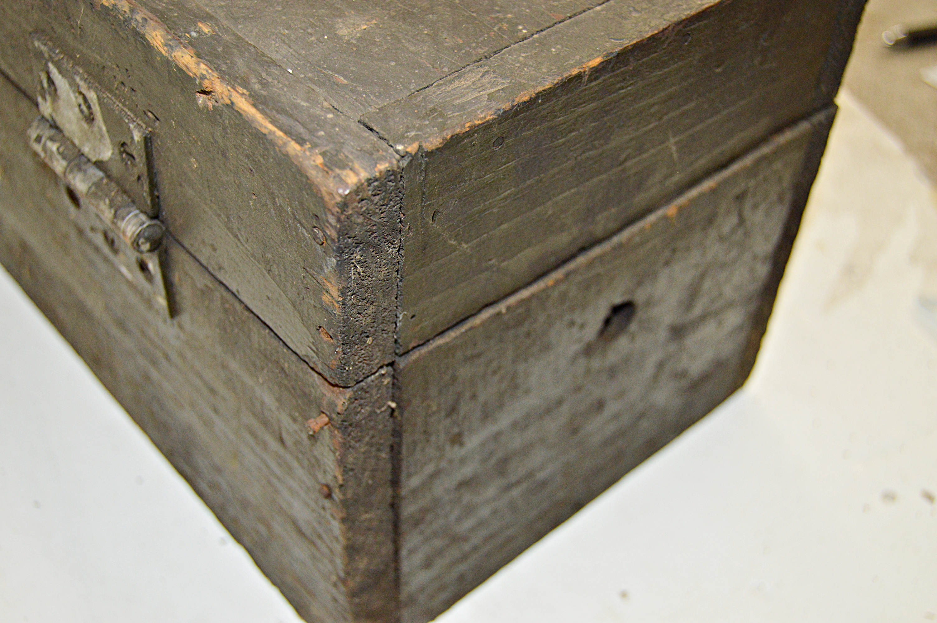 Vintage Painted Wood Toolbox with Tools