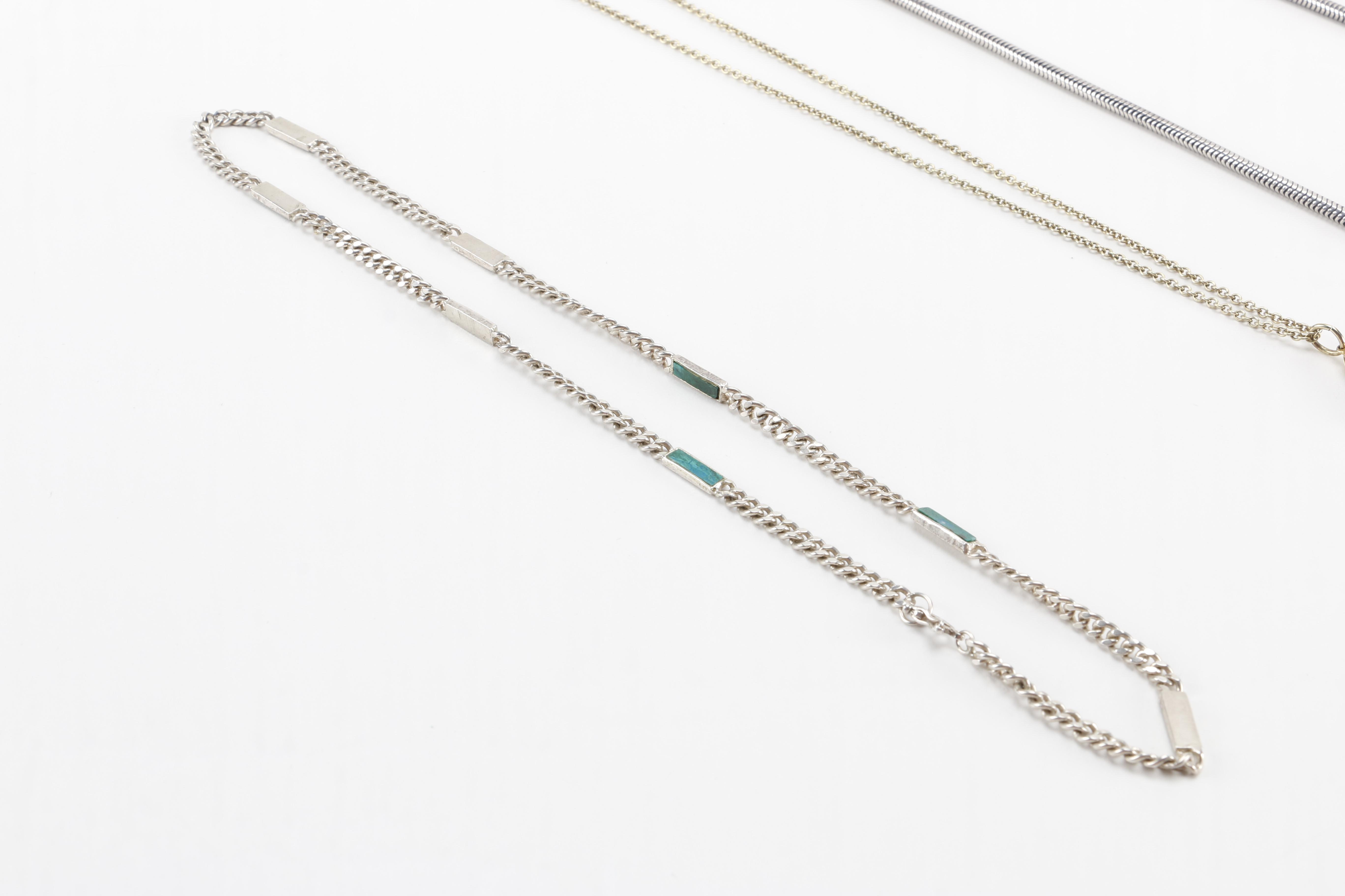 Sterling and Stone Jewelry Including Azurmalachite Pendant Necklace