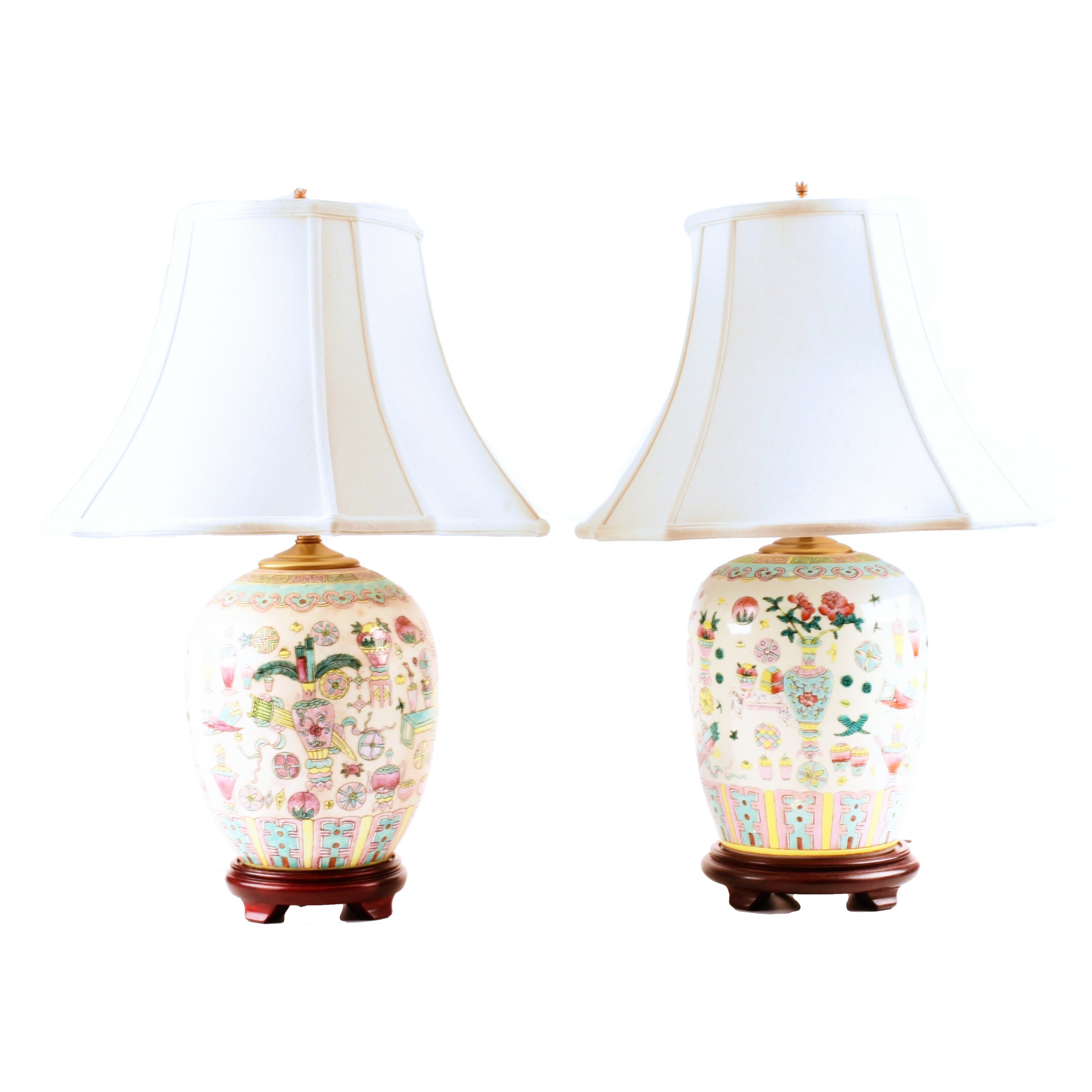 Pair of Vintage Ceramic Chinese Ginger Jar Lamps