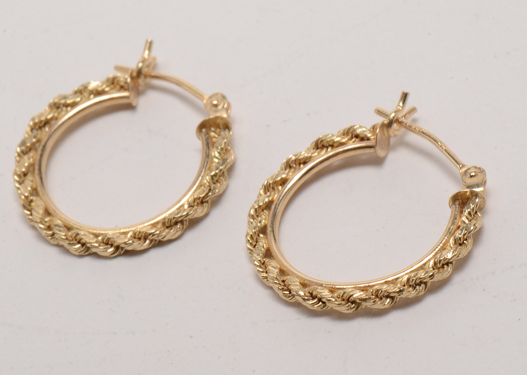 Two Pair of 14K Yellow Gold Pierced Hoop Earrings