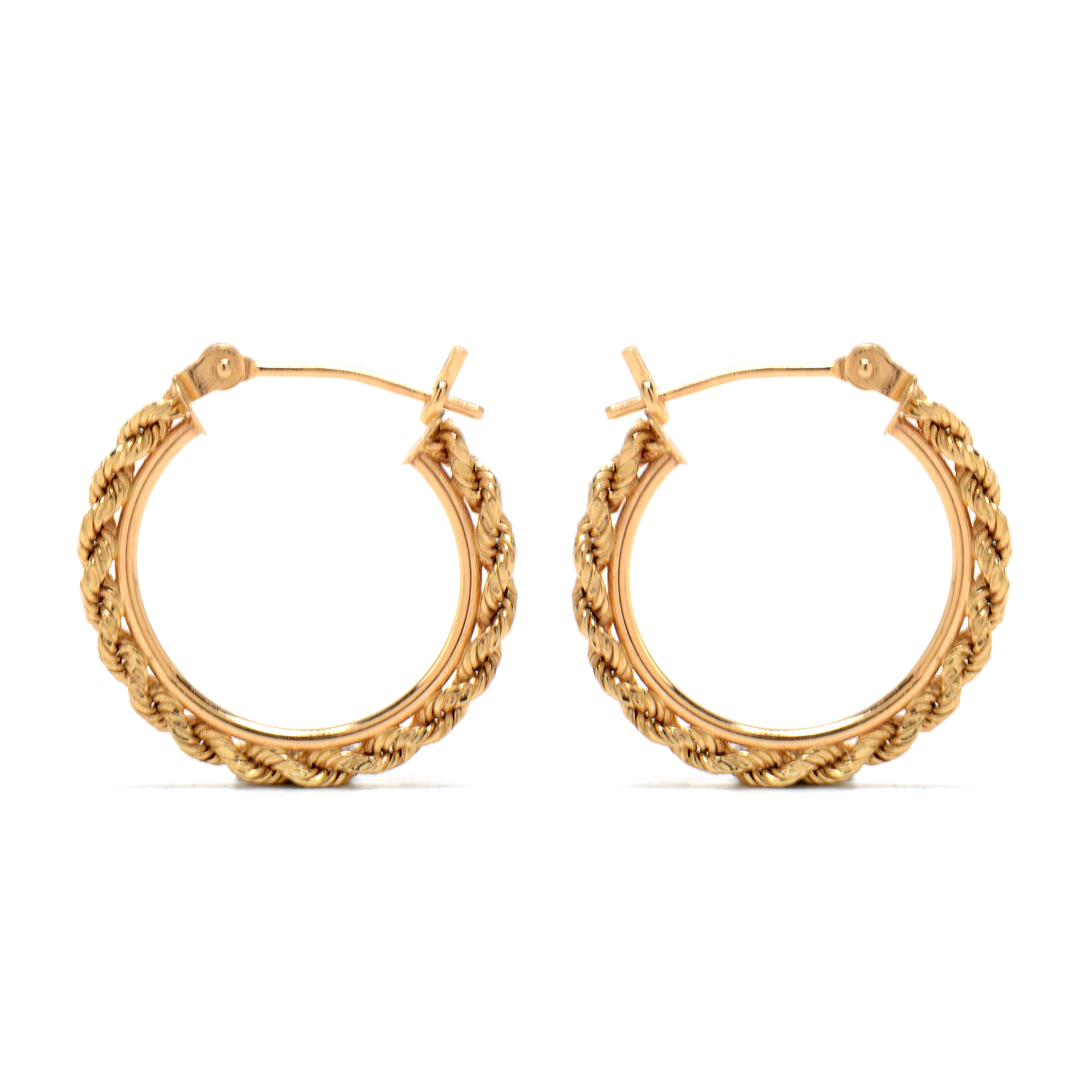 Two Pair of 14K Yellow Gold Pierced Hoop Earrings