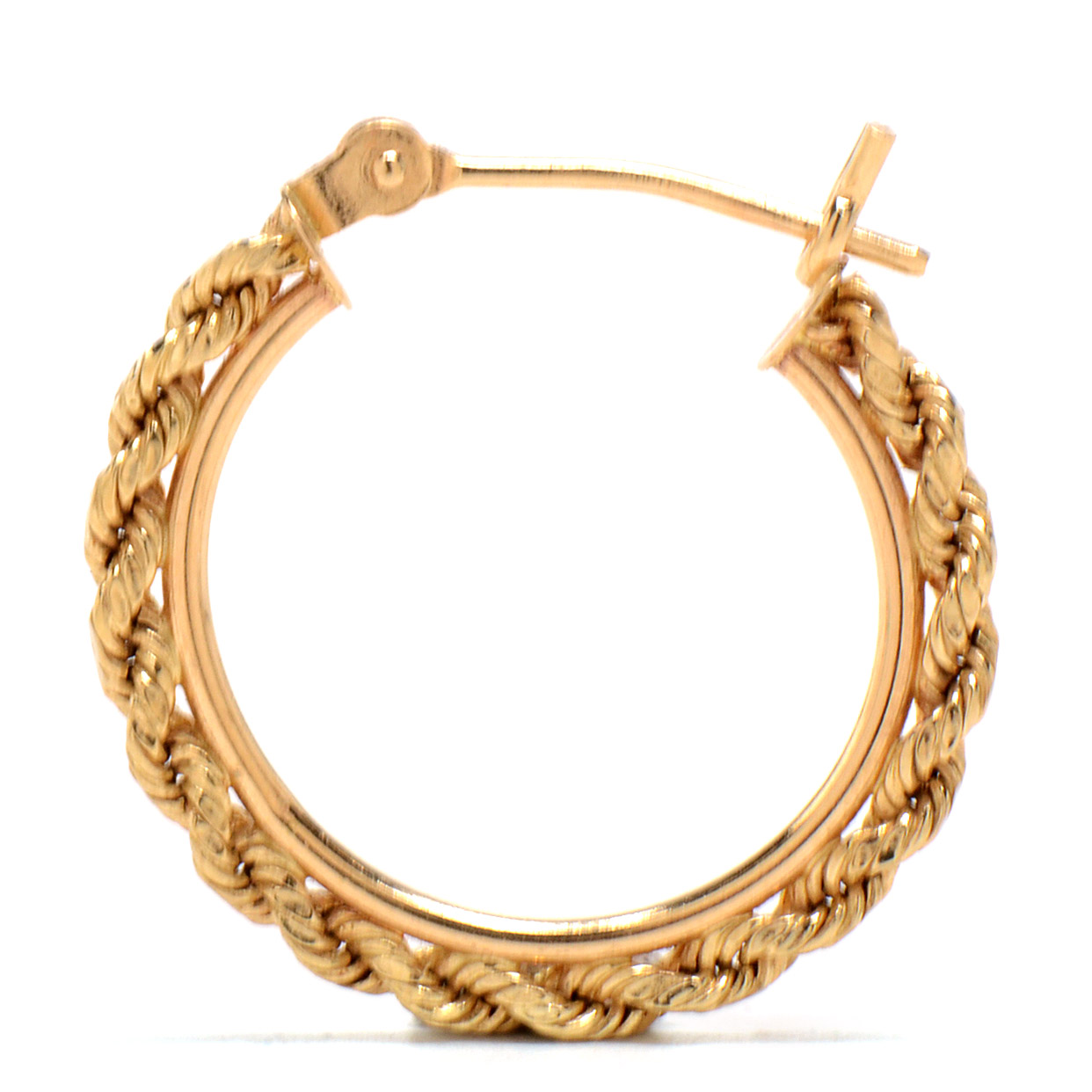 Two Pair of 14K Yellow Gold Pierced Hoop Earrings