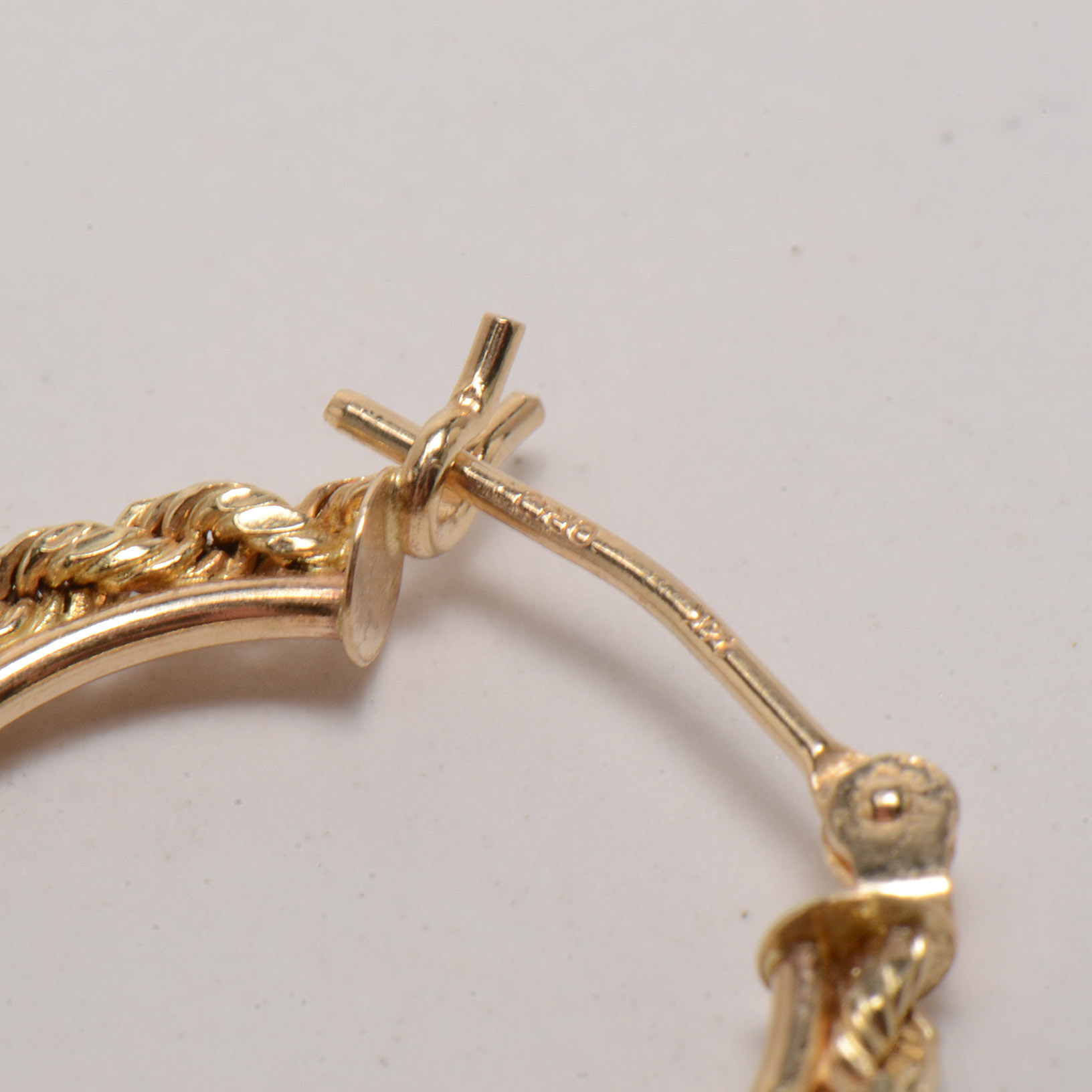 Two Pair of 14K Yellow Gold Pierced Hoop Earrings