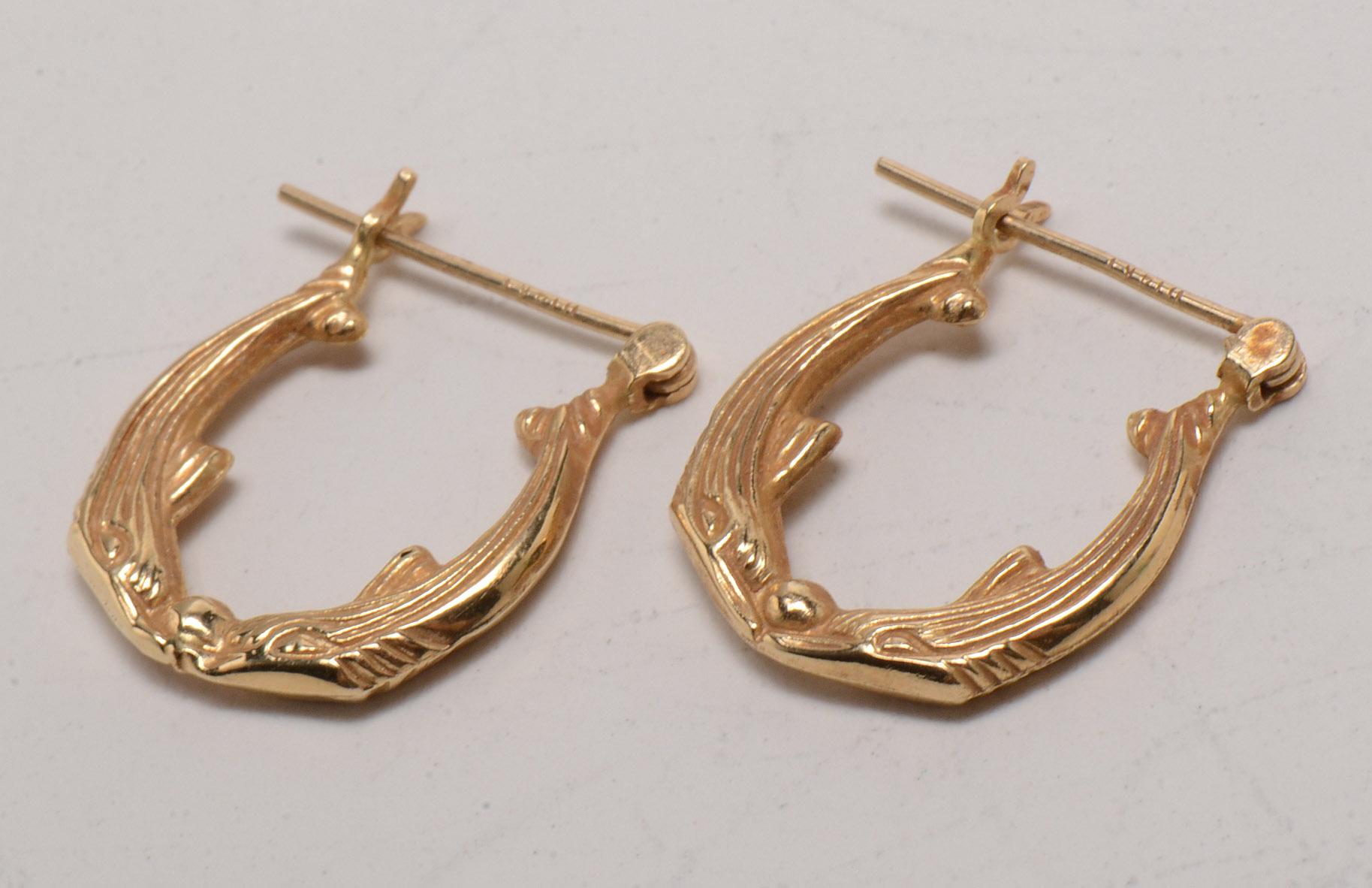 Two Pair of 14K Yellow Gold Pierced Hoop Earrings