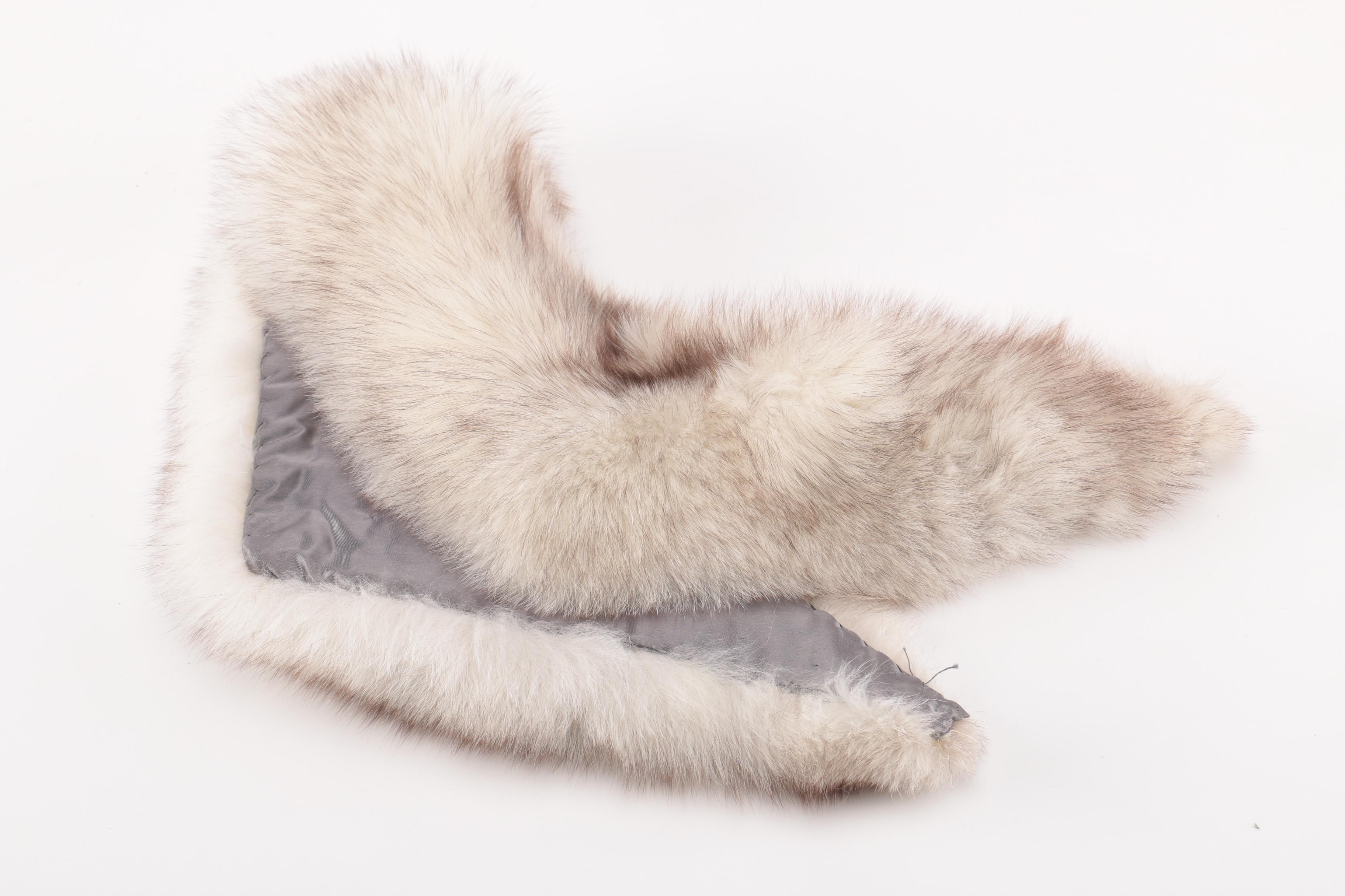 White Fox Fur Collar Scarf