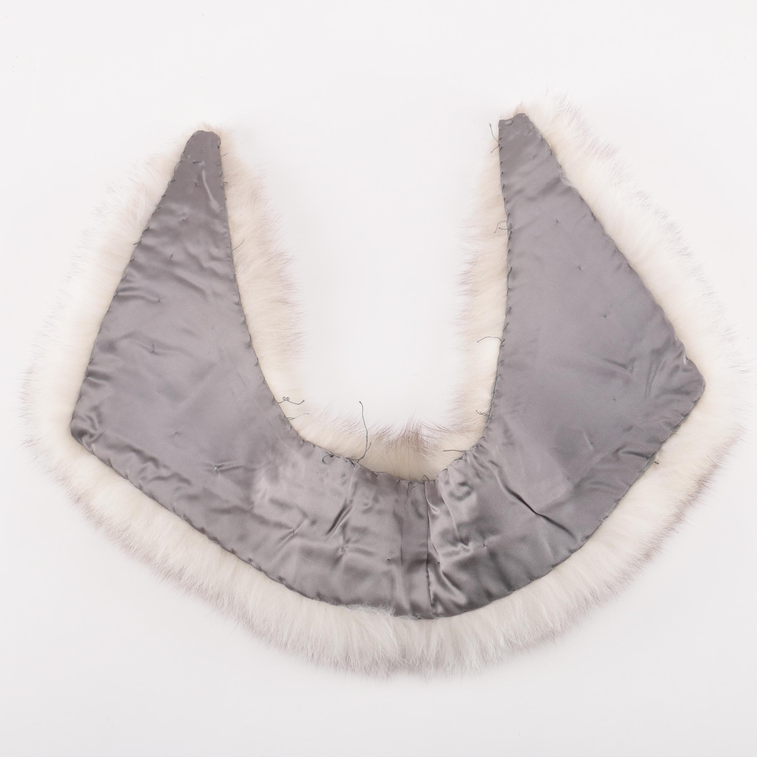 White Fox Fur Collar Scarf