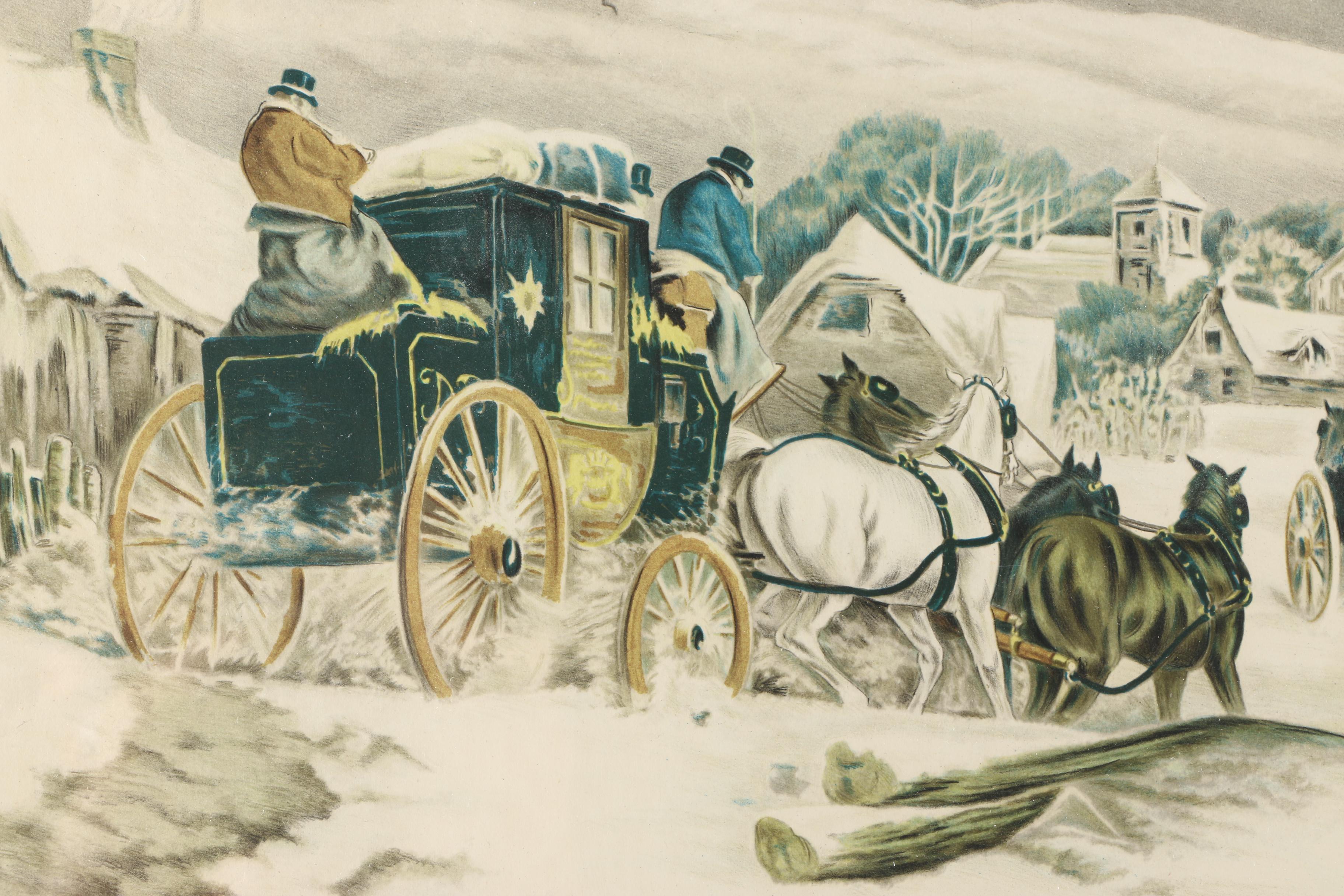 Early Offset Lithograph on Paper Titled "Winter"