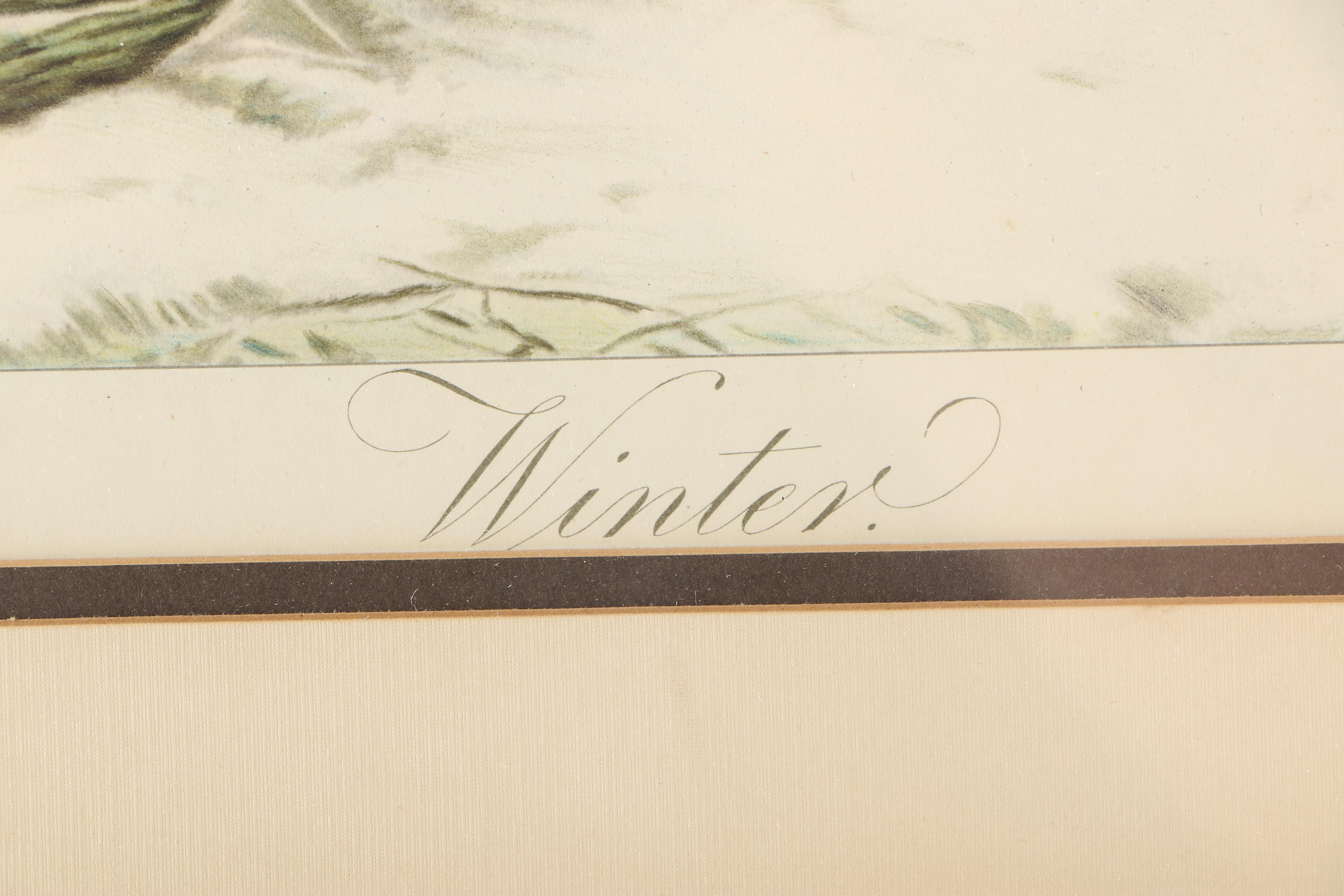 Early Offset Lithograph on Paper Titled "Winter"