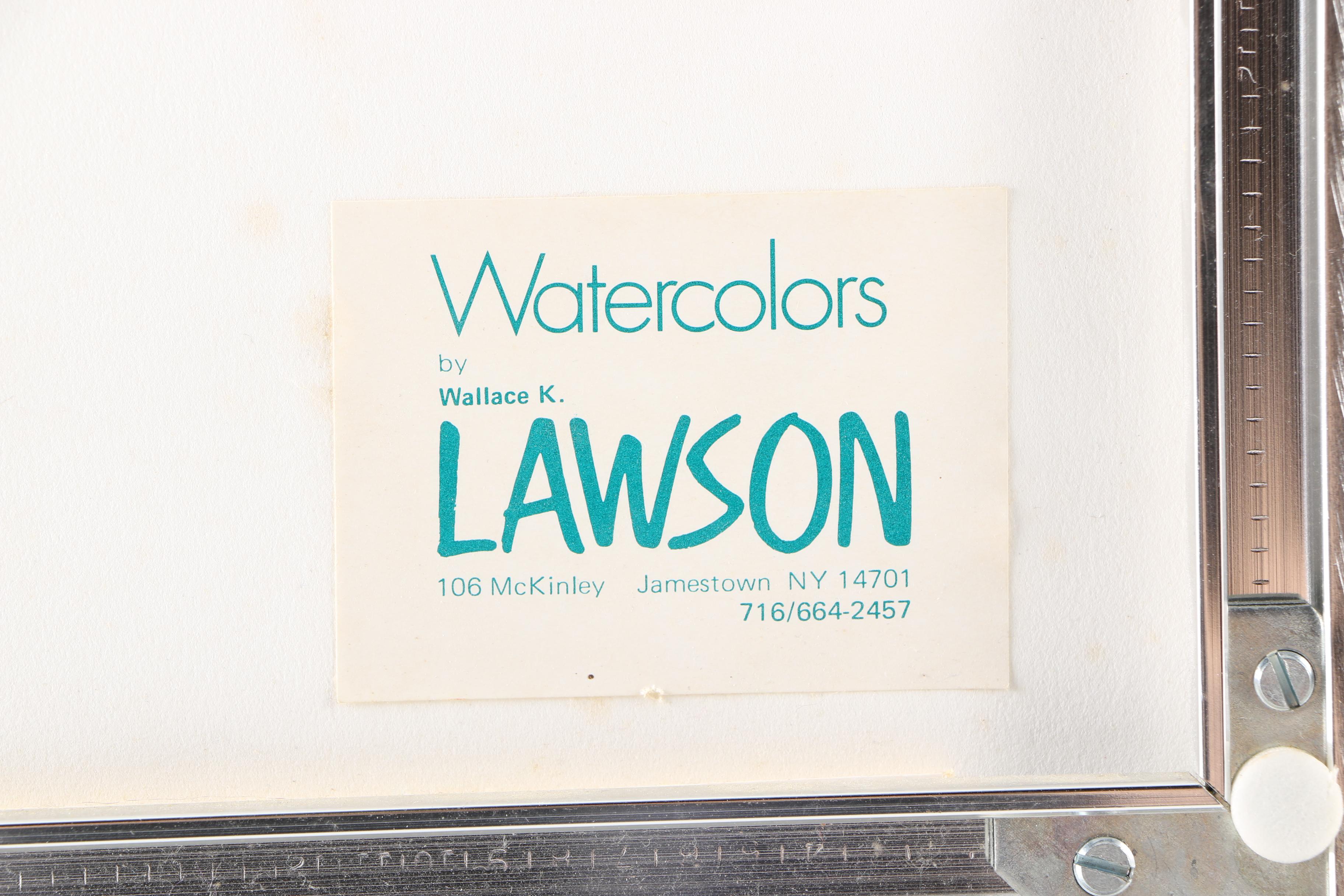 Wallace Lawson Watercolor Painting of Barn in Winter