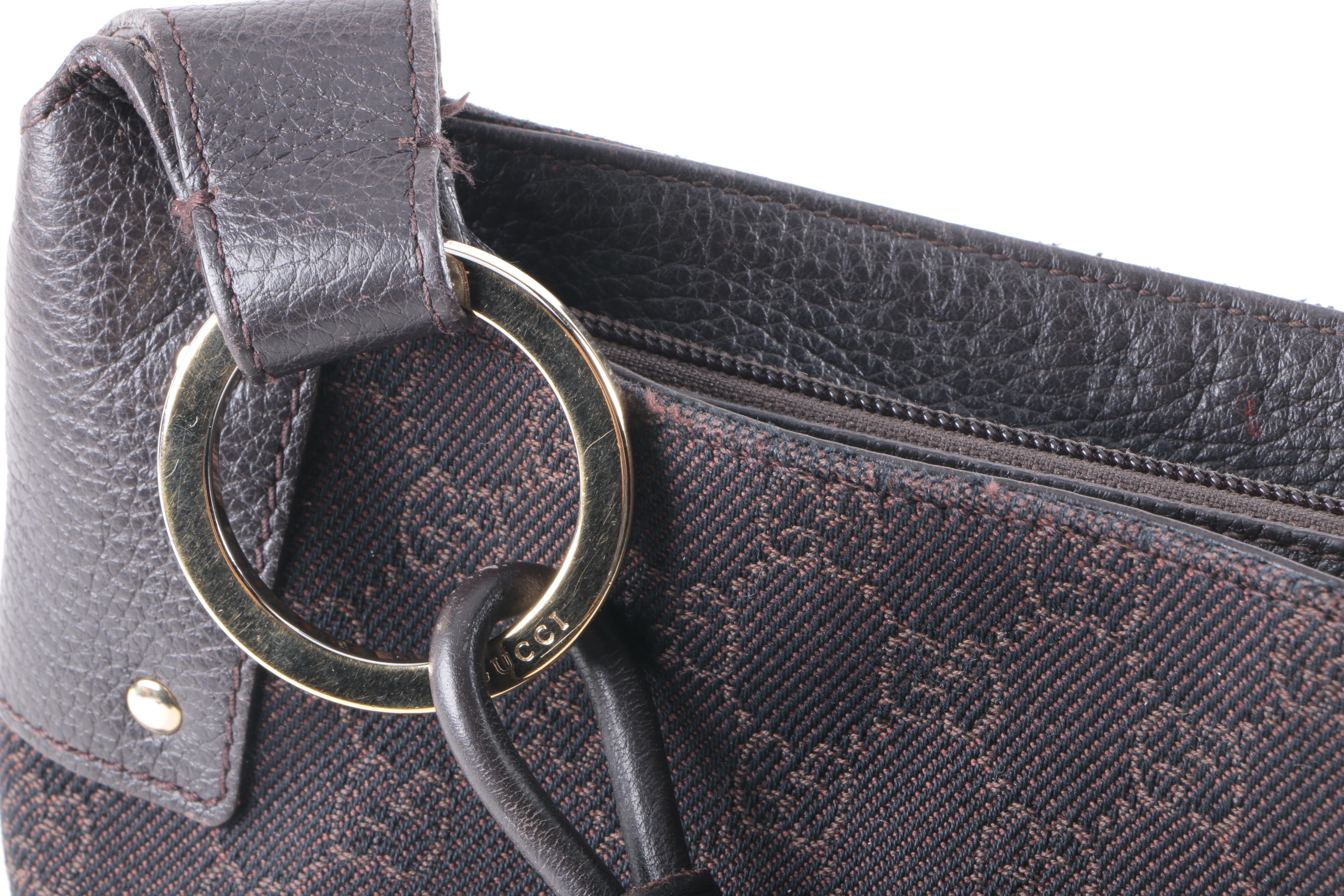 Gucci Large Black Canvas and Leather Hobo Bag