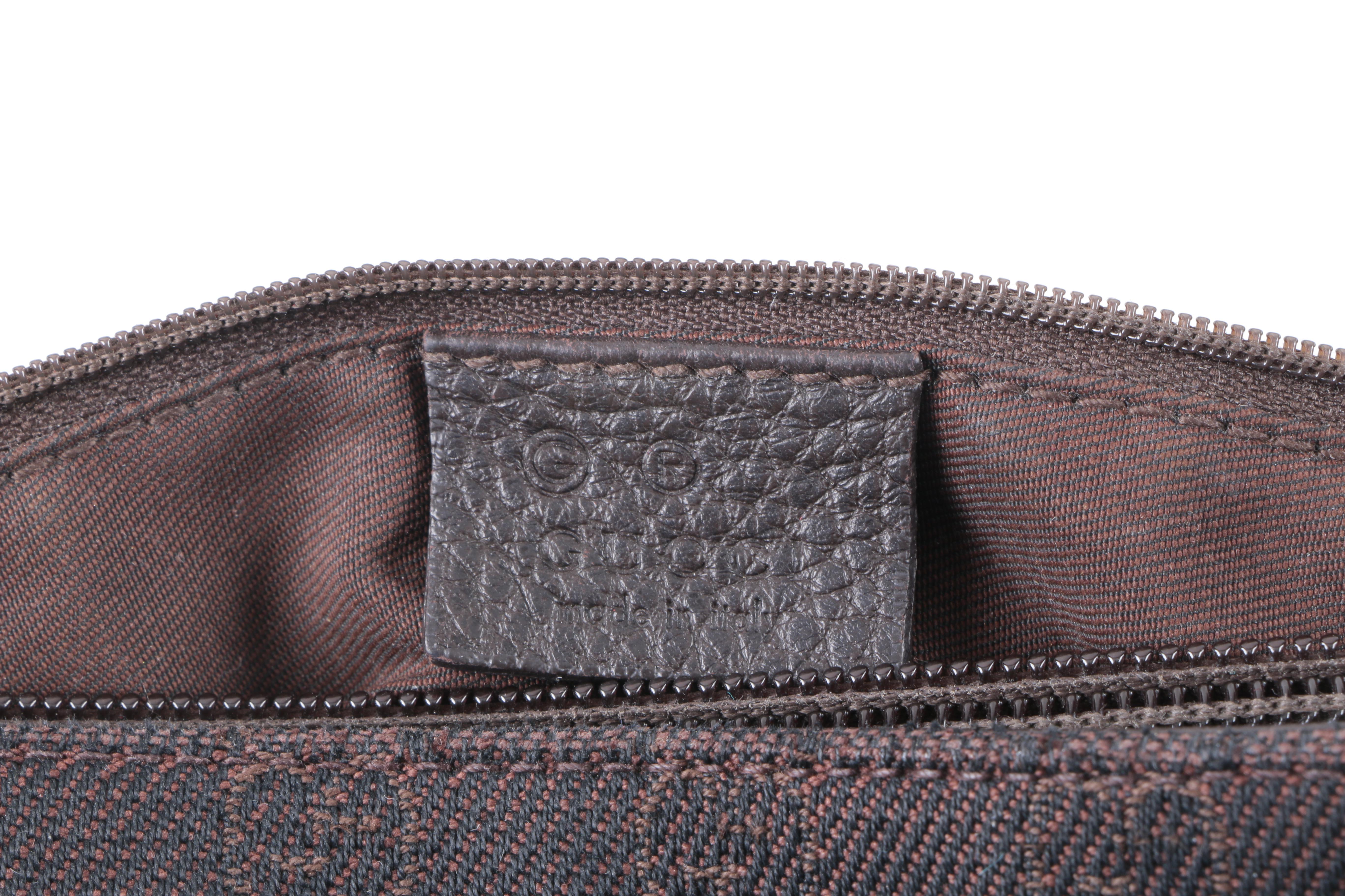 Gucci Large Black Canvas and Leather Hobo Bag