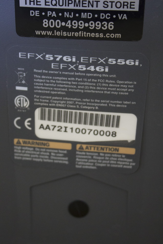 Precor EFX 576i Elliptical Machine and Floor Pad