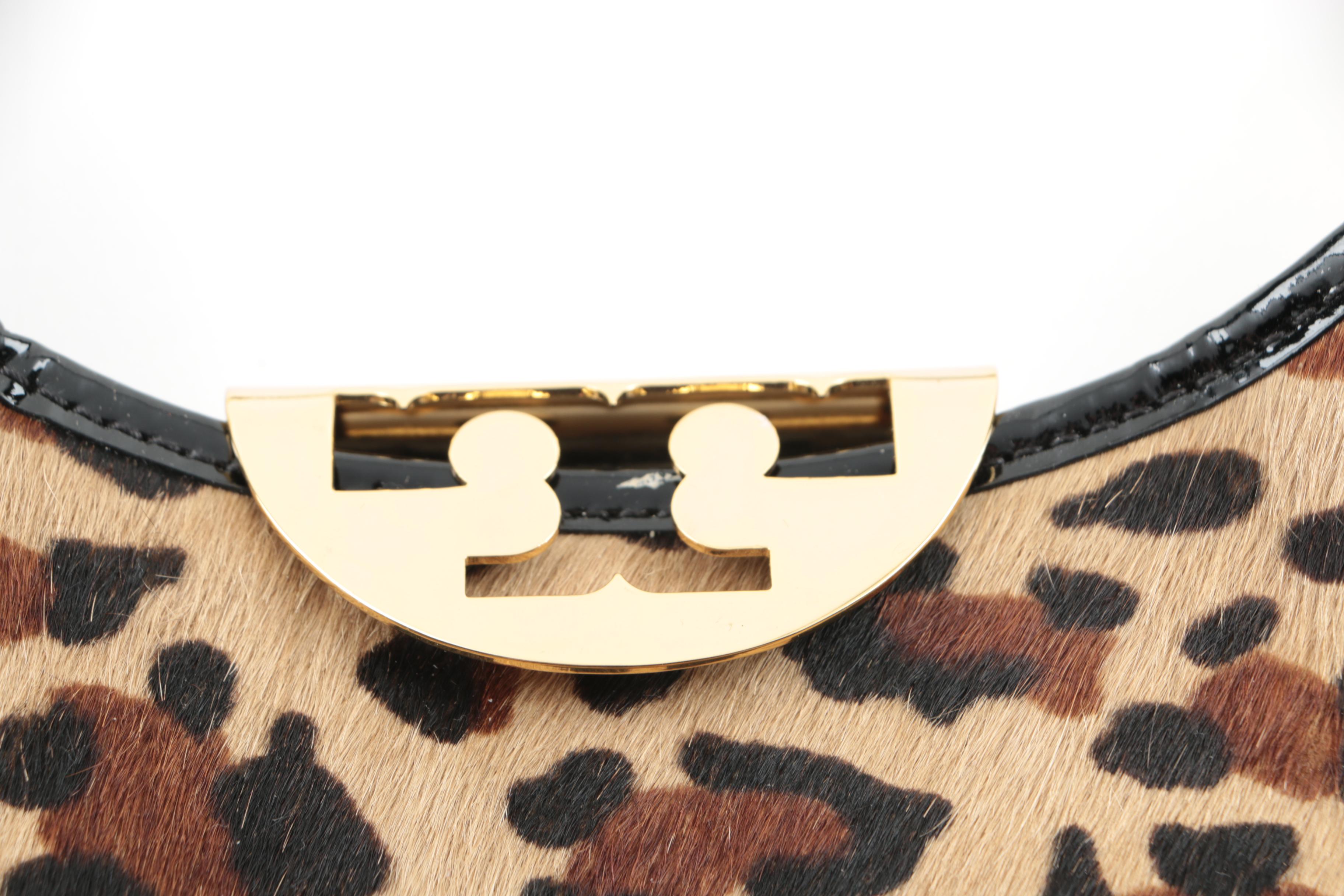 Tory Burch Calf Hair Leopard Print Hobo Handbag