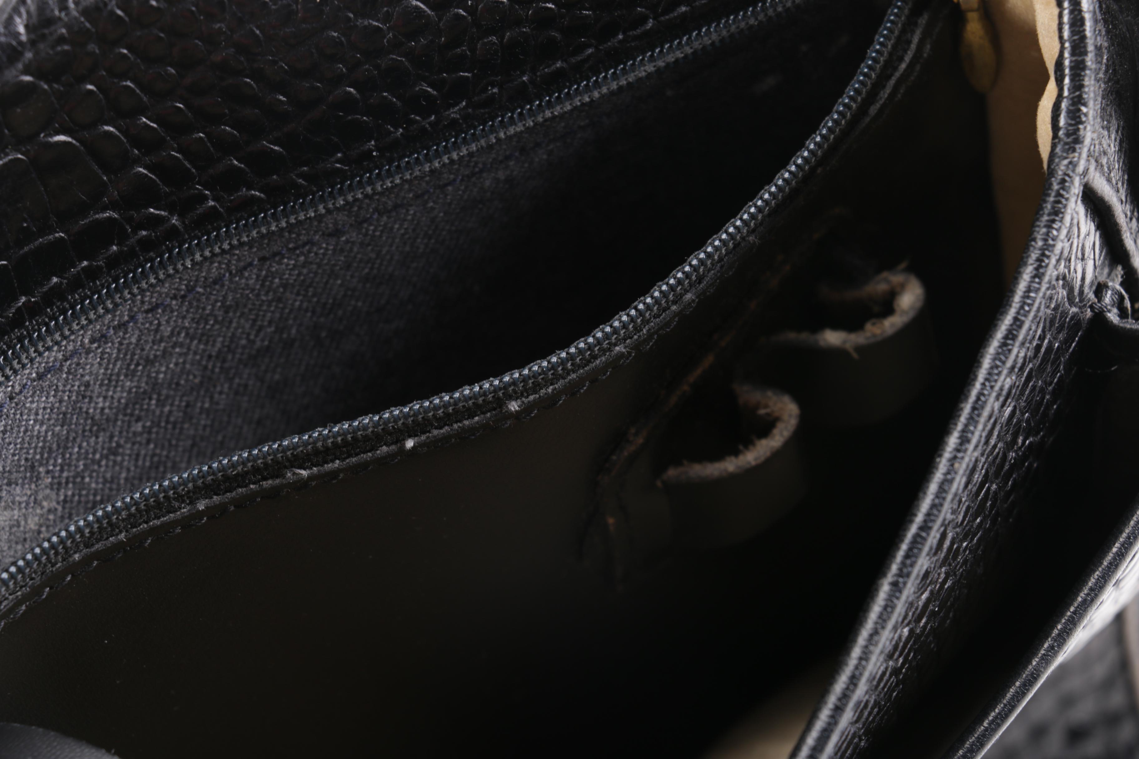 Brahmin Black Leather Faux Crocodile Skin Crossbody Bag