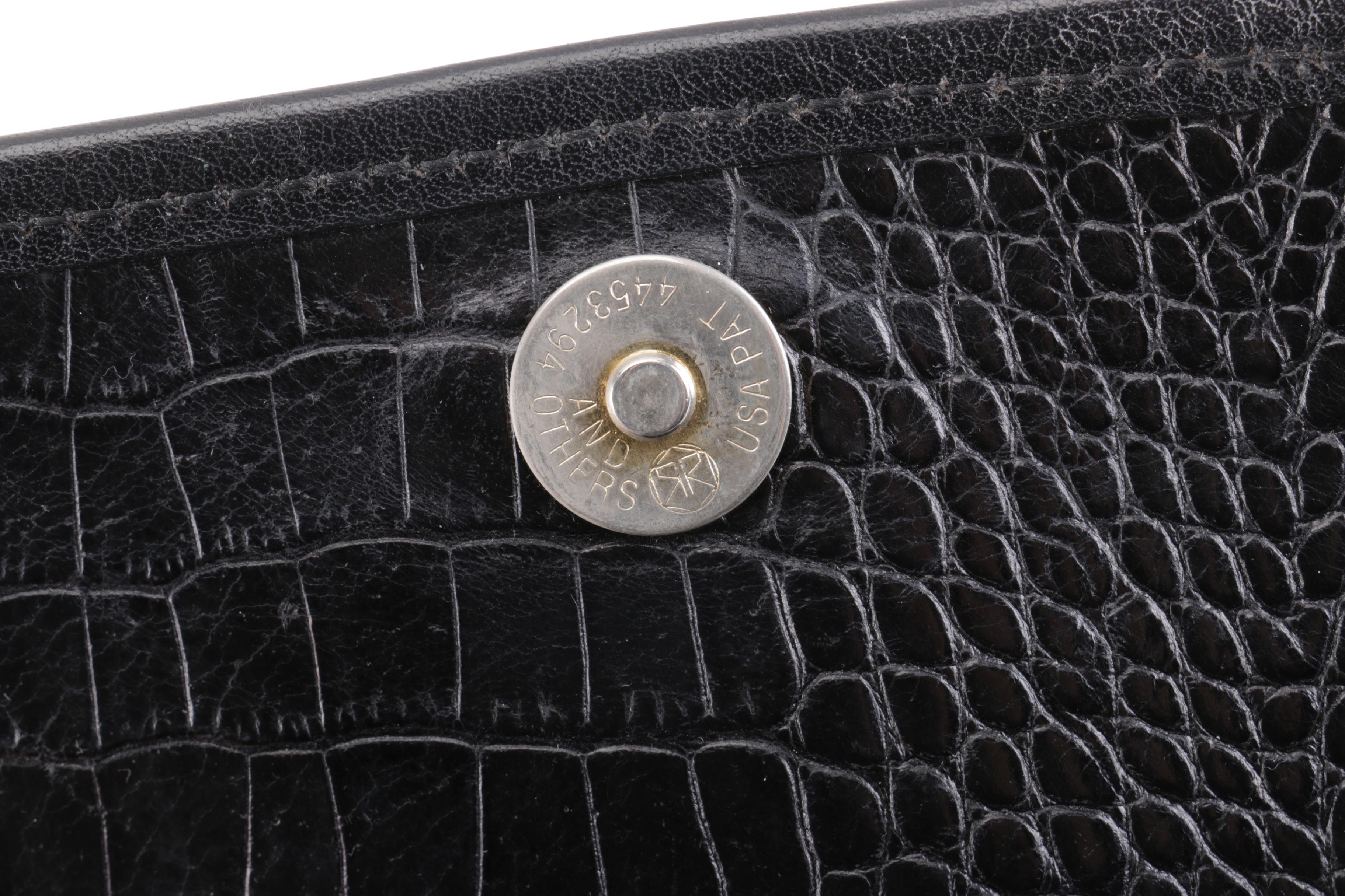 Brahmin Black Leather Faux Crocodile Skin Crossbody Bag