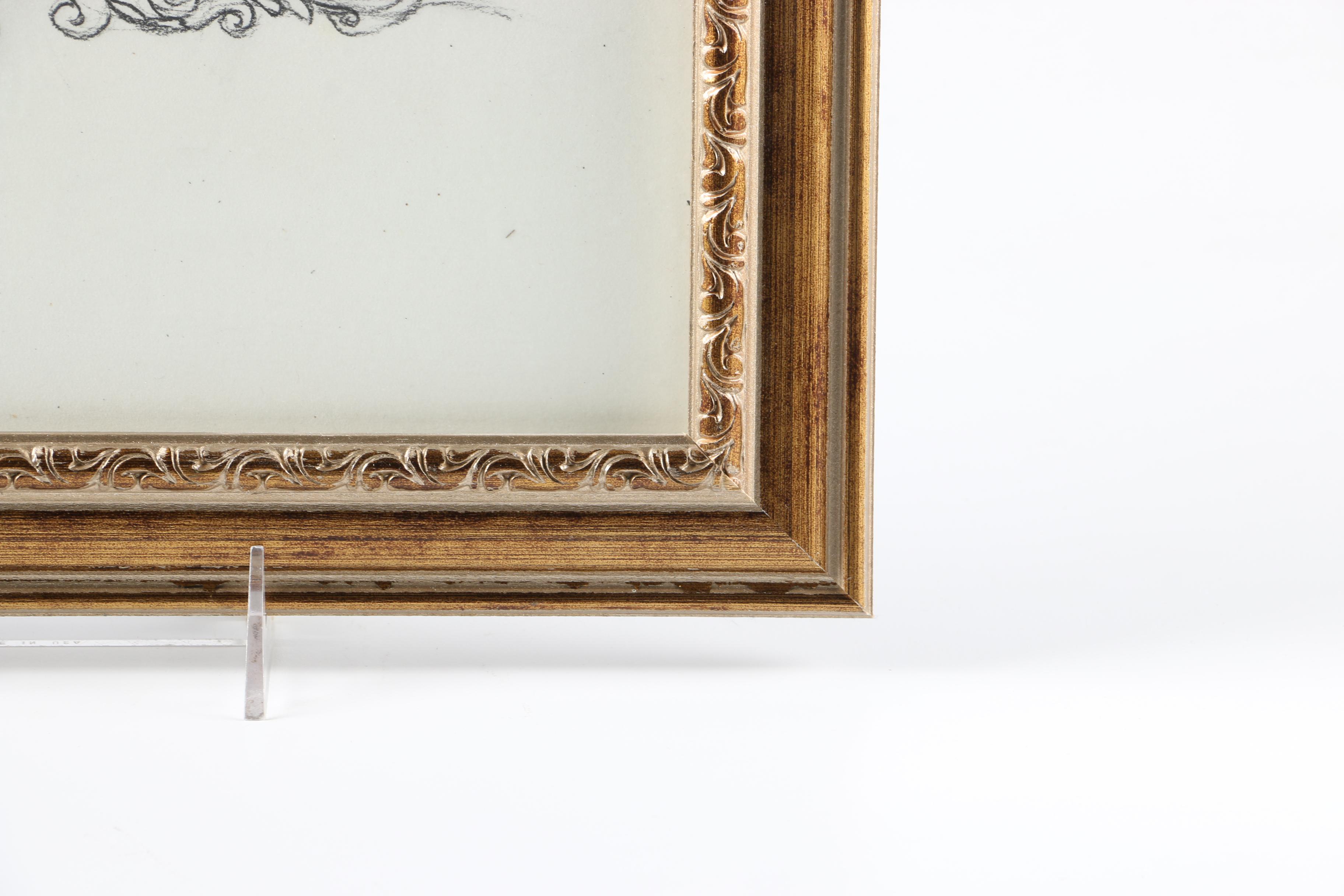 Mary Abramson Barnes Charcoal and Pastel Floral Still Life Drawing