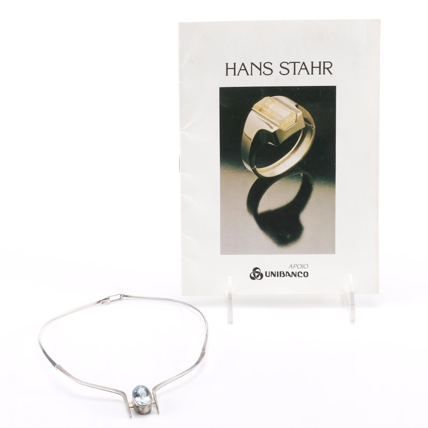 Hans Stahr Sterling Necklace With Topaz Stone