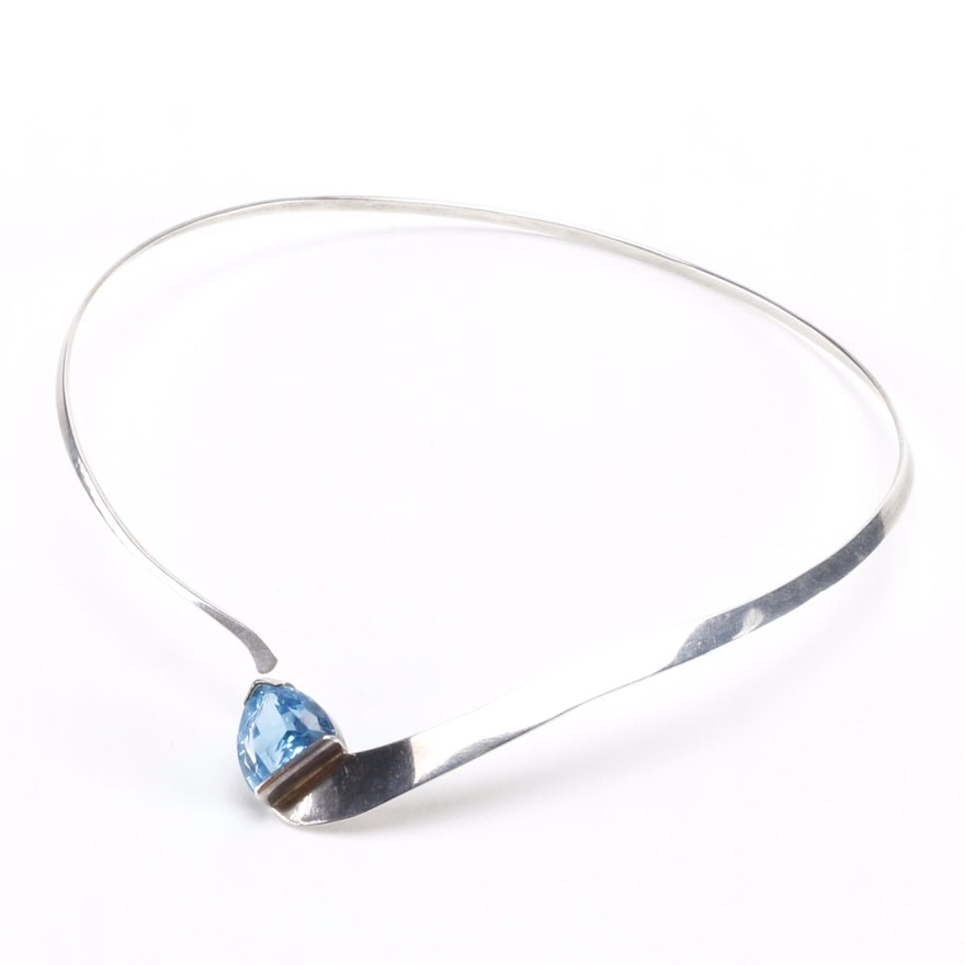 Hans Stahr Sterling Silver Necklace With Topaz Stone