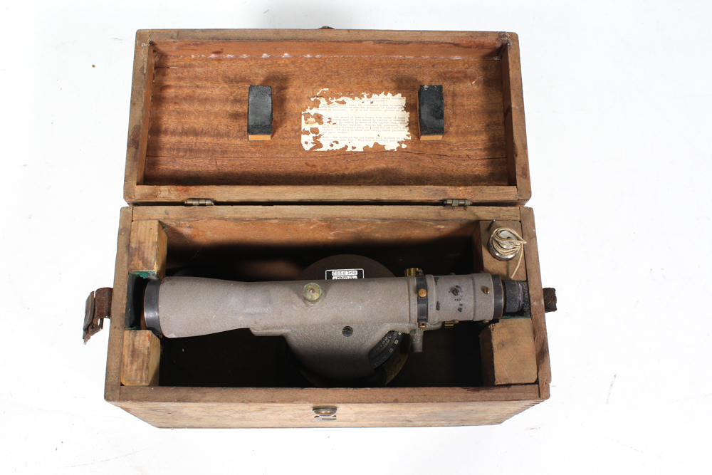 Vintage Craftsman Surveyor's Transit Sight Level and Dovetailed Box