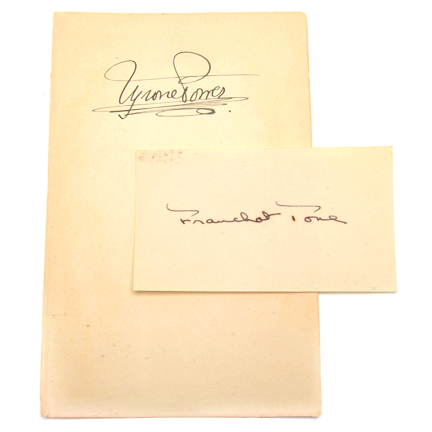 Tyrone Power and Franchot Tone Autograph Cuts
