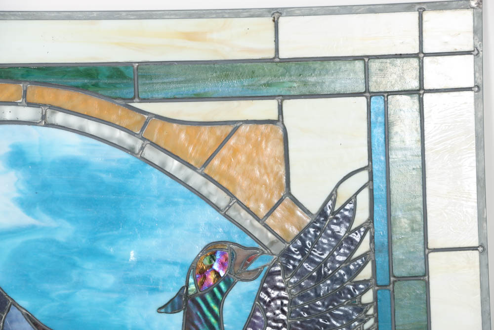 Stained Glass Window with Pheasant